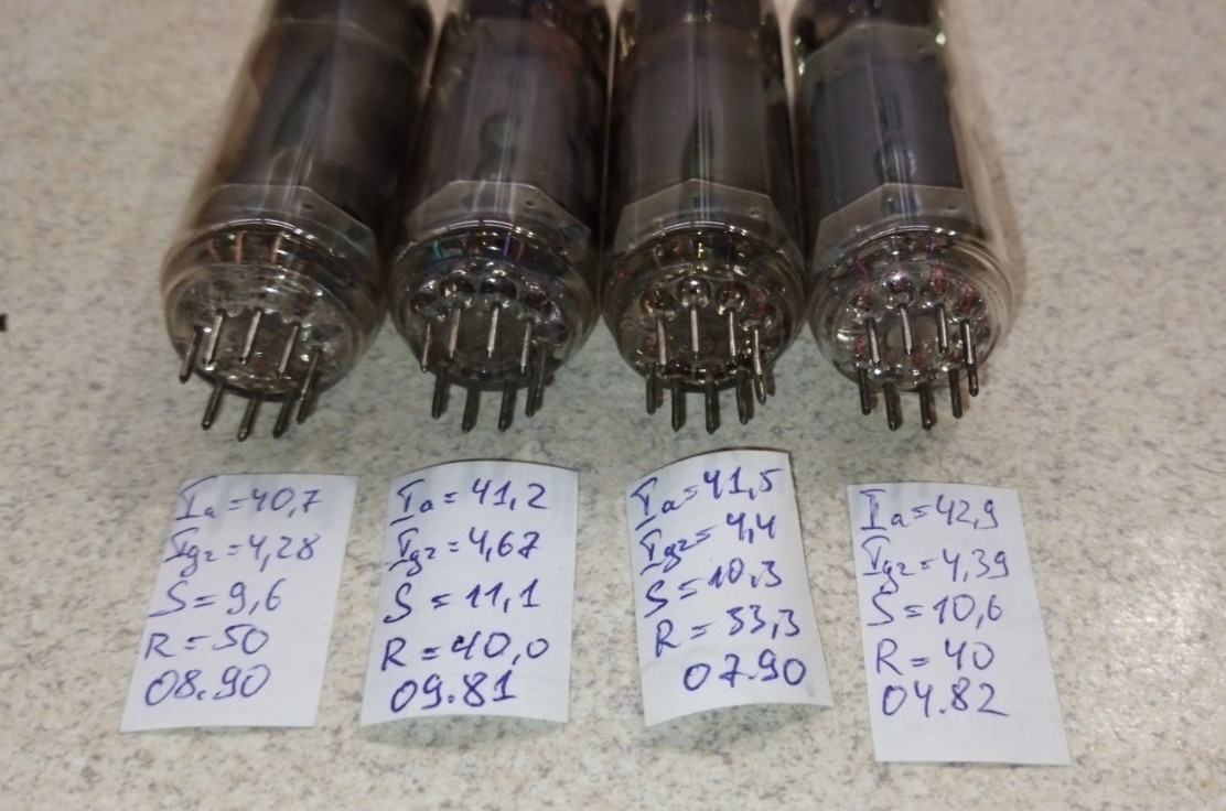 6P14P Reflector Matched Quad 41mA (6П14П EL84 6P14P) Vacuum Pentode tubes Tested