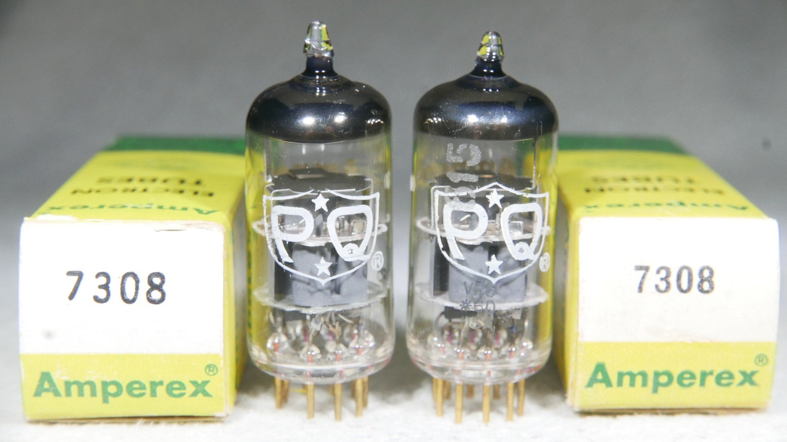 NOS/NIB Matched Pair Amperex PQ 7308/E188CC O-Getter Gold Pin USA 1966