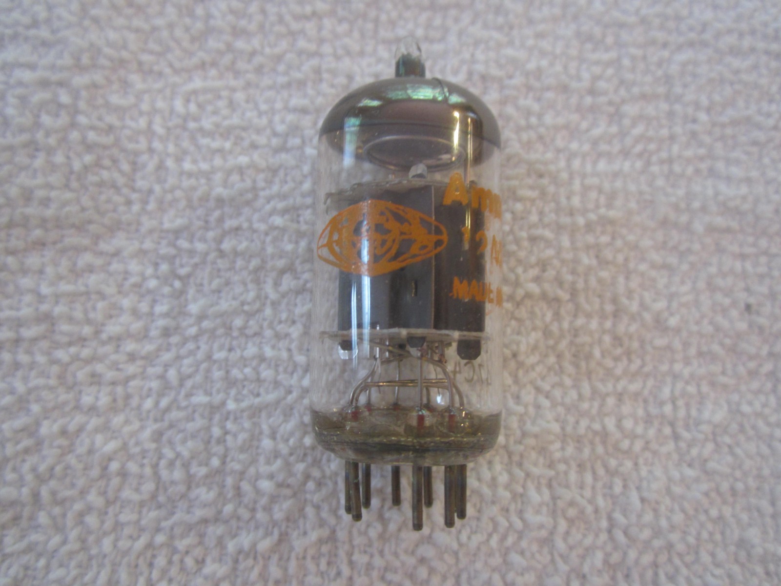 NOS Amperex 12AX7A ECC83 HALO Getter SHORT PLATE ORANG GLOBE HOLLAND VACUUM TUBE