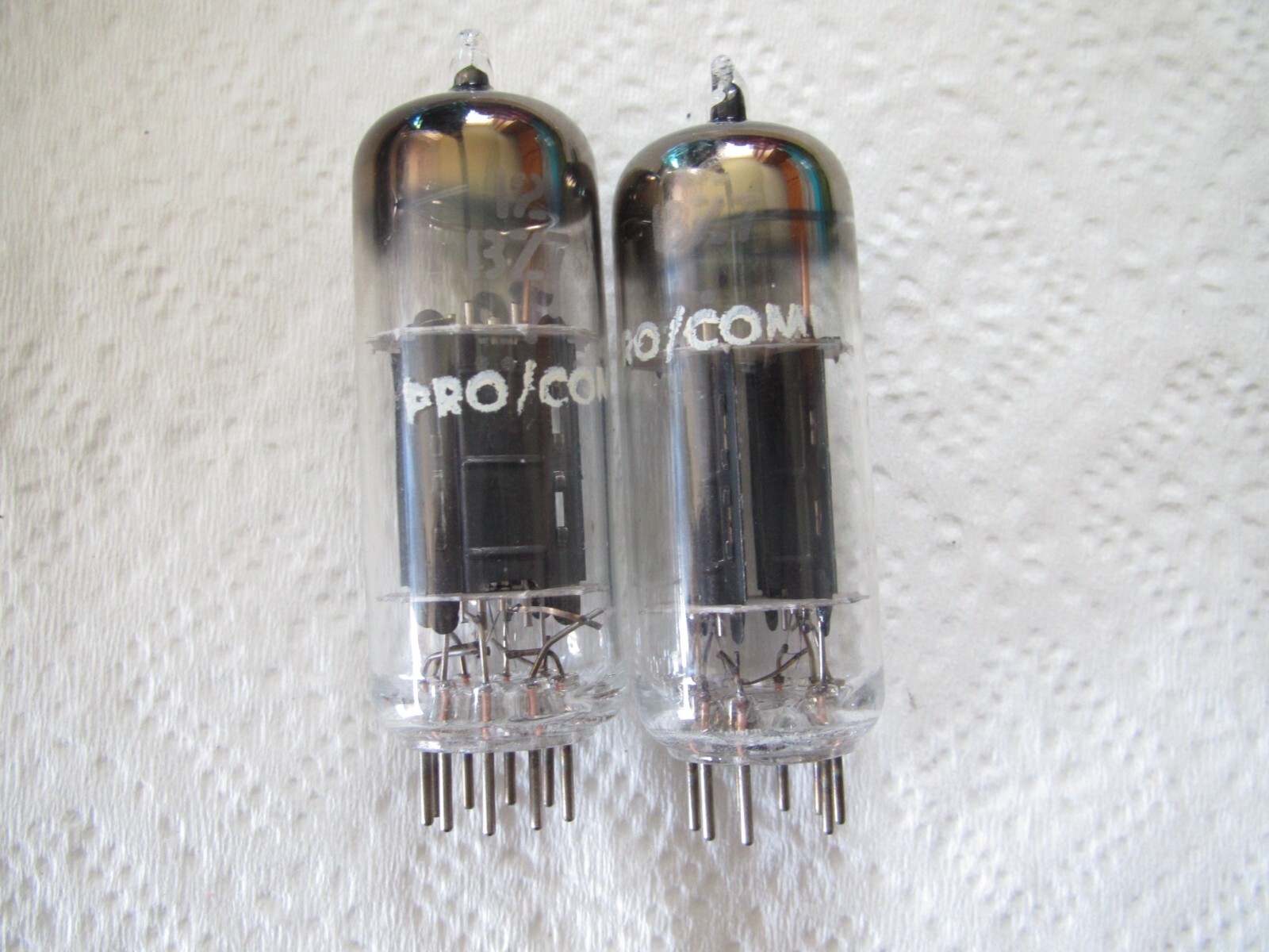PROCOMM 12BZ7 / 12AX7A PLATE PLATINUM MATCHED PAIR Silver pins TV7 tested