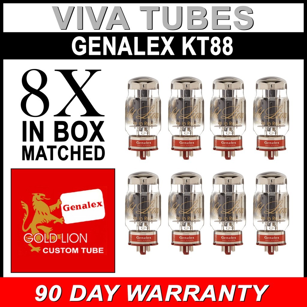 Brand New Matched Octet (8) Genalex Gold Lion Reissue KT88 / 6550 Vacuum Tubes