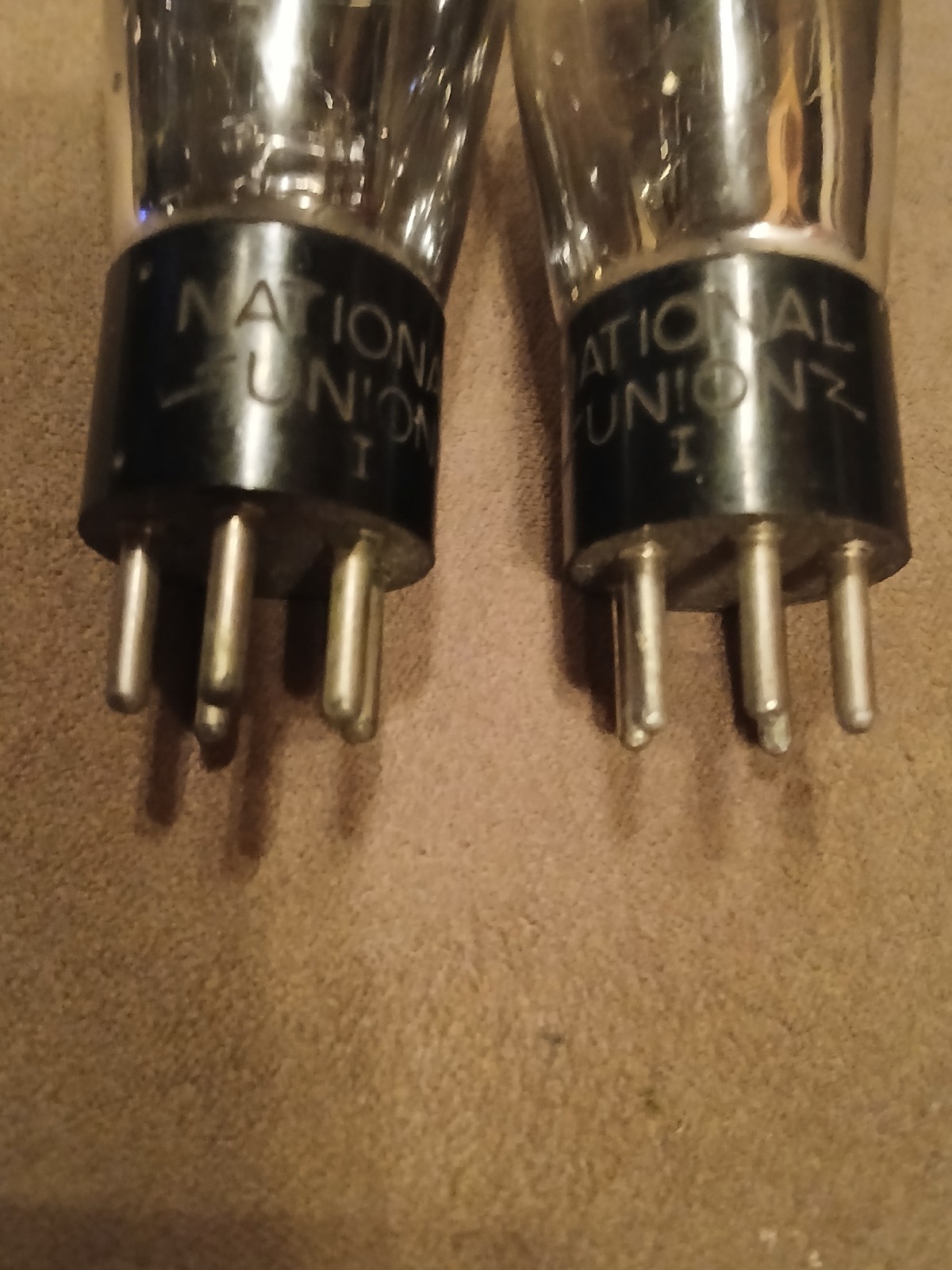 RARE Matched Pair 1930’s National Union Tube -” 1 SERIES” ENGRAVED Radio TUBES