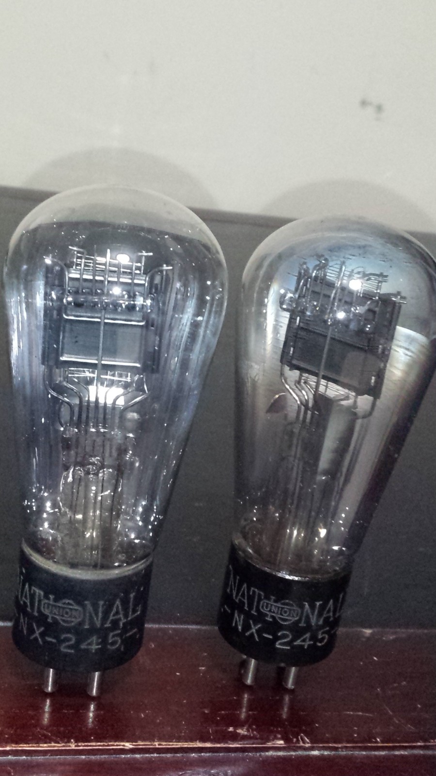 ⭐️Matched Pair⭐️TEST NOS NATIONAL NX-245 ENGRAVED BASE GLOBE 45/145/245/345 TUBE