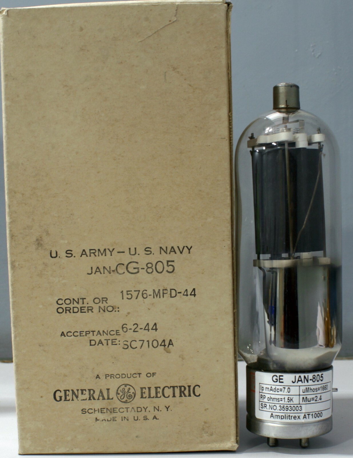 805 VT-143 General Electric JAN-CG- NOS Made in U.S.A AmplitrexTested