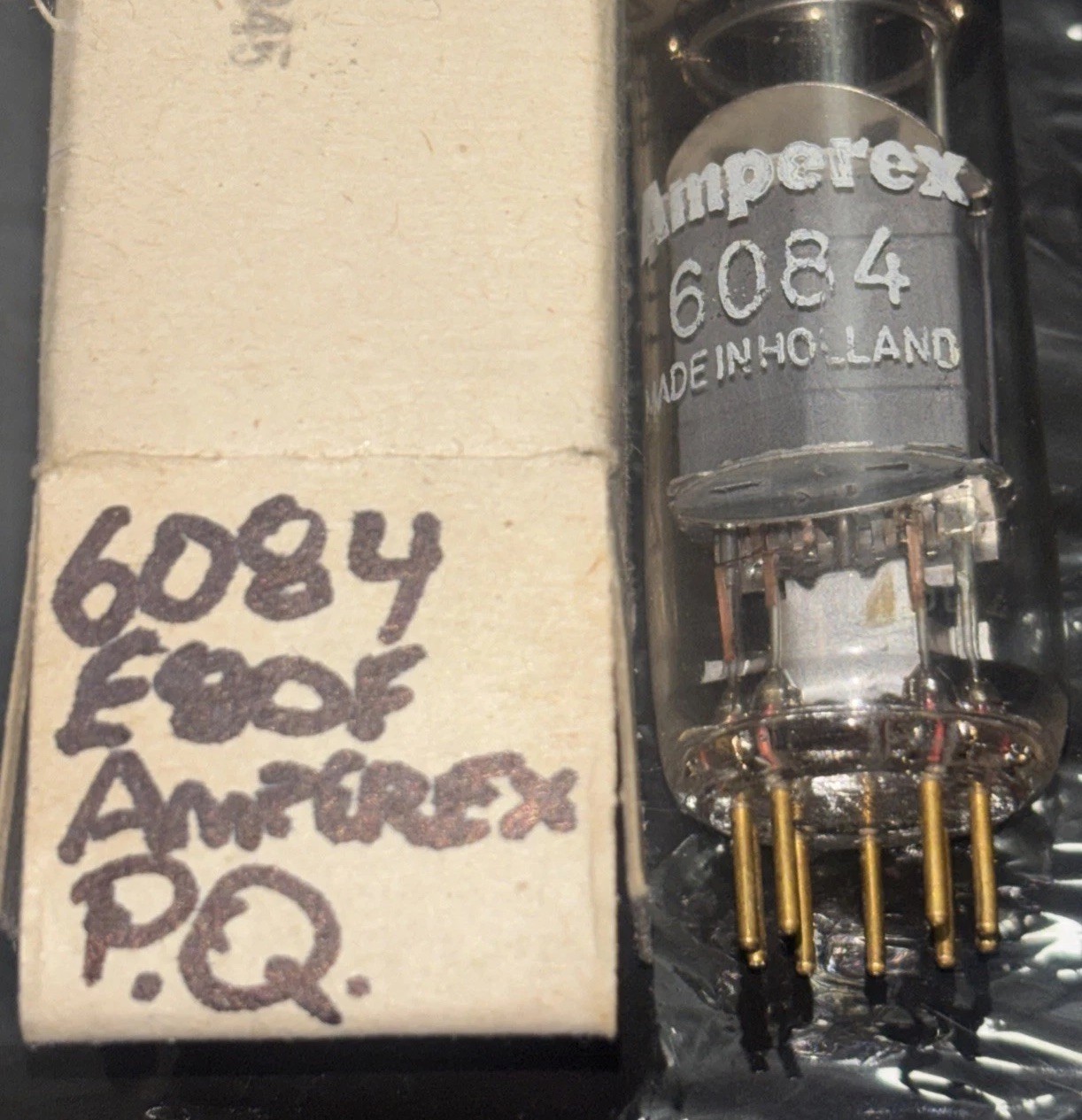 6084/E80F PQ Premium Quality Gold Pin Amperex Herleen Holland NOS Pentode Tube
