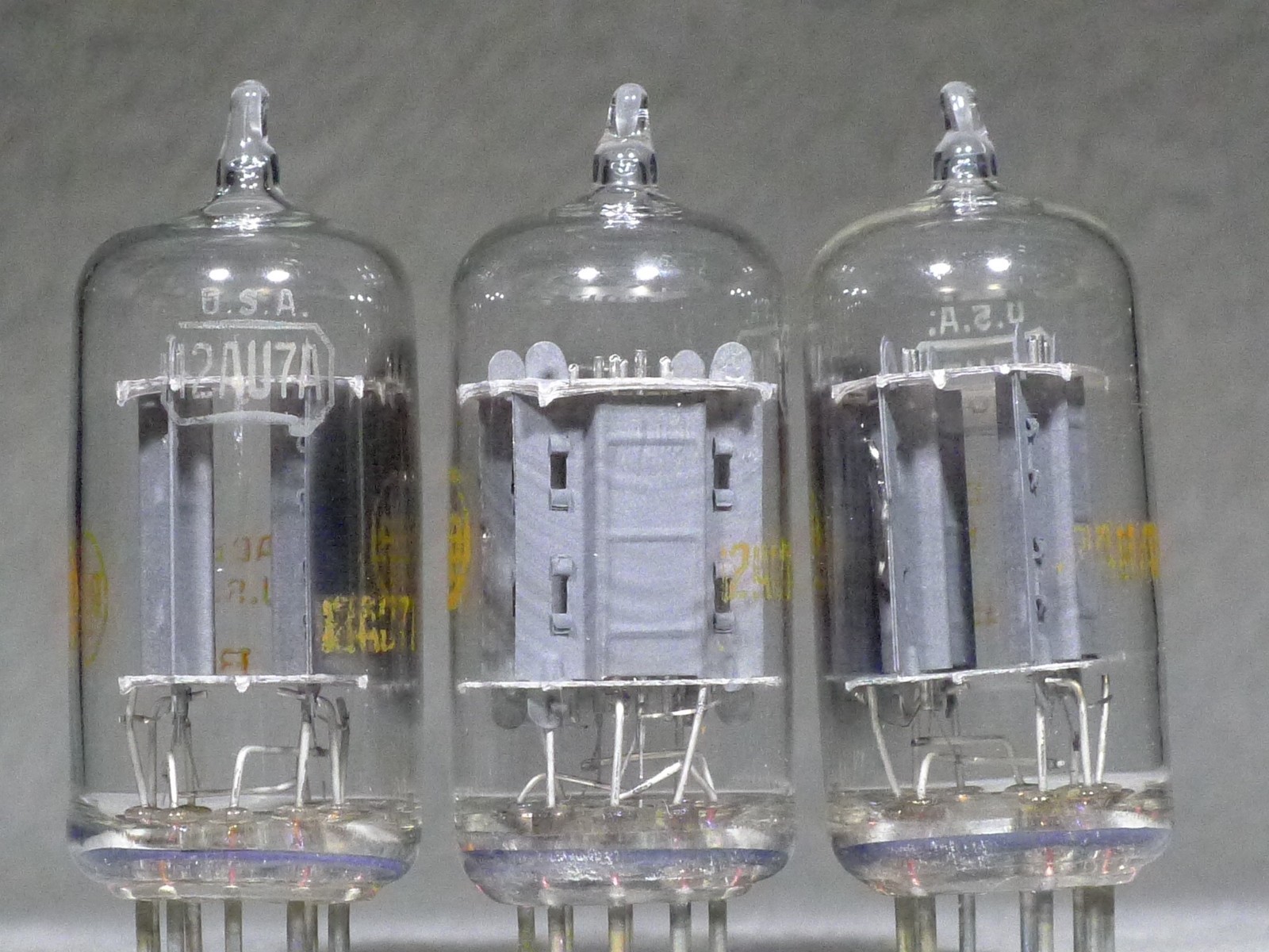 Matched Trio (3) RCA ECC82/12AU7A Clear Top Side Square Getter USA Very Strong