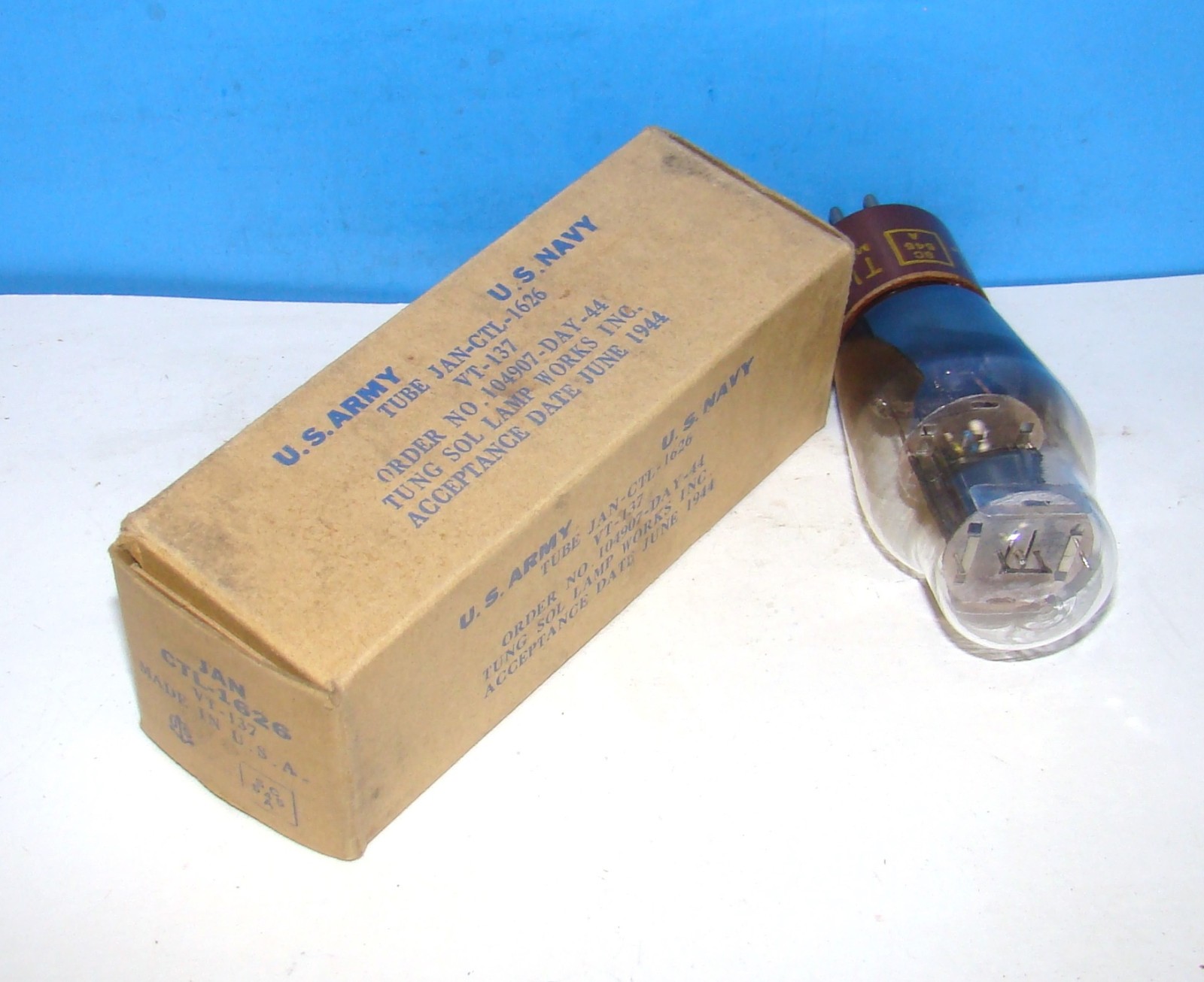 No type 1626 VT-137 Tung-Sol JAN amplifier electron audio radio tube valve ST