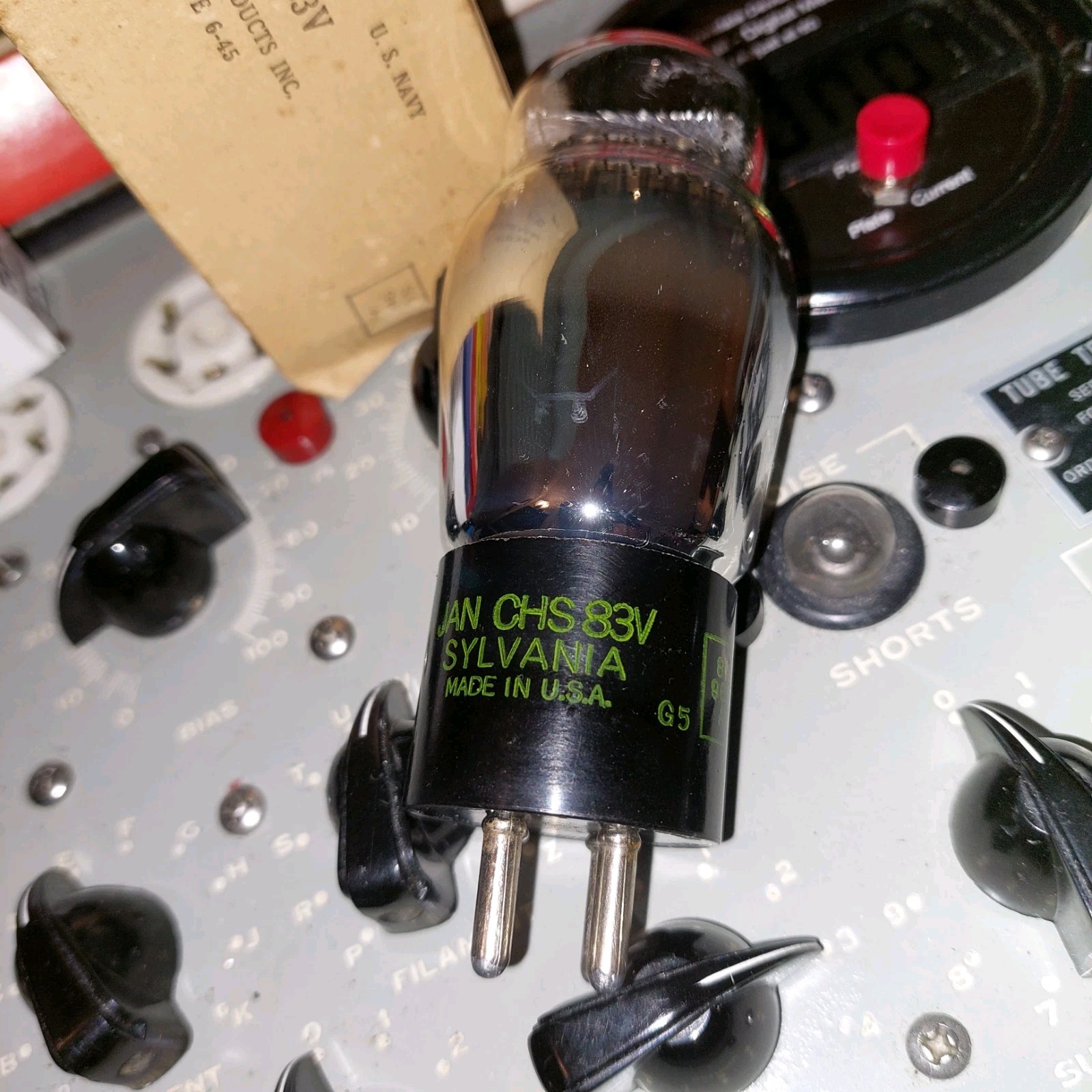 TV7D/U Test NOS+ BAL. 1945 SYLVAINA JAN CHS 83V 83-V Mil Spec USN Rectifier Tube