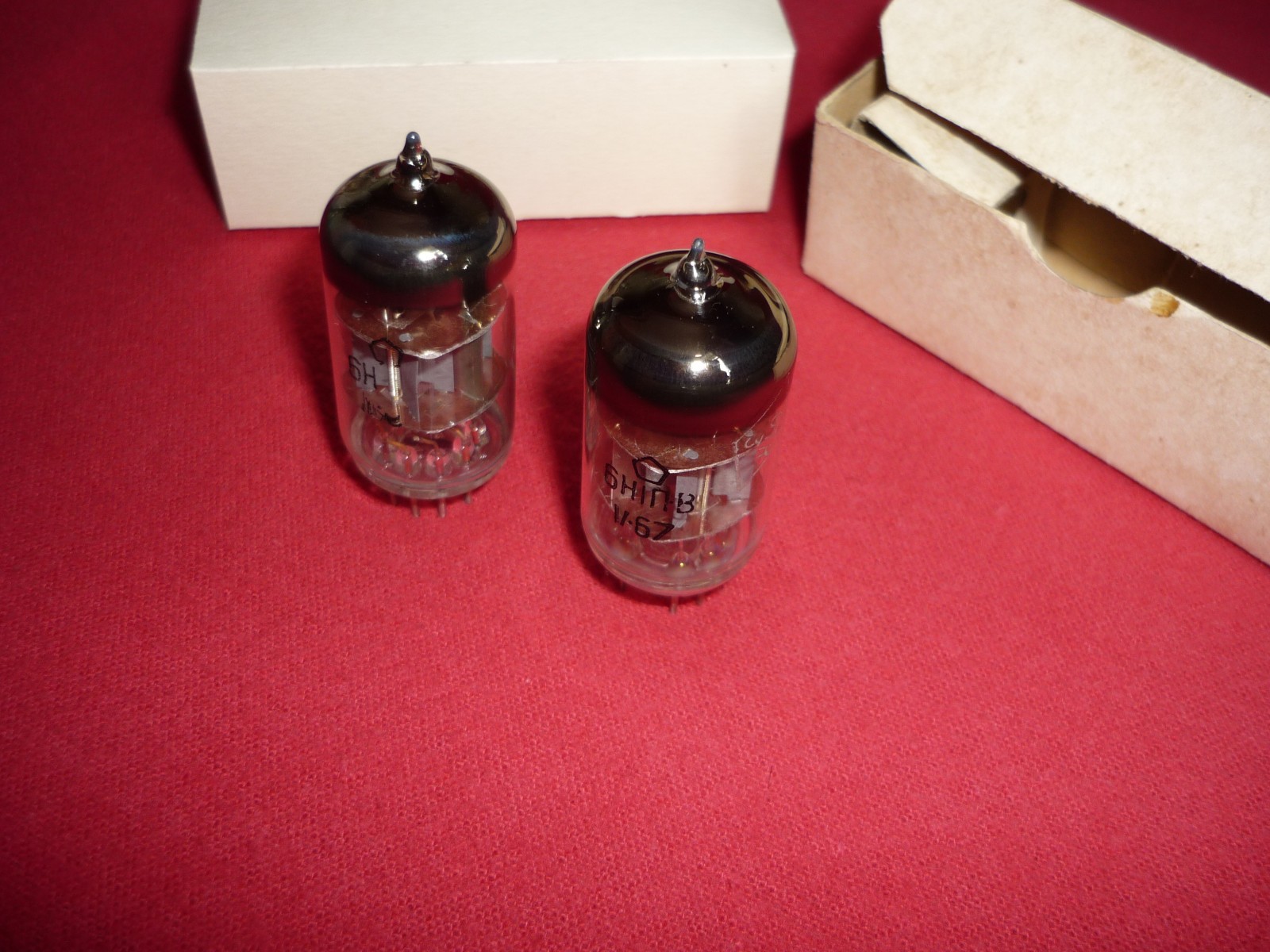 2pcs 6N1P-V ~ 6N1, ECC87 Double Triode. Novosibirsk “ЧТУ” MILITARY. DATE II-1967