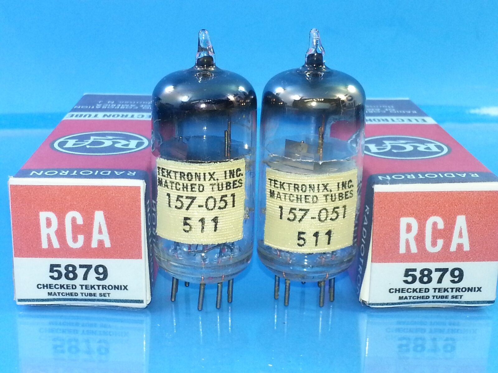 RCA 5879 TUBE CHECKED TEKTRONIX 3 MICA MATCH PAIR SUPER TONE 157-051