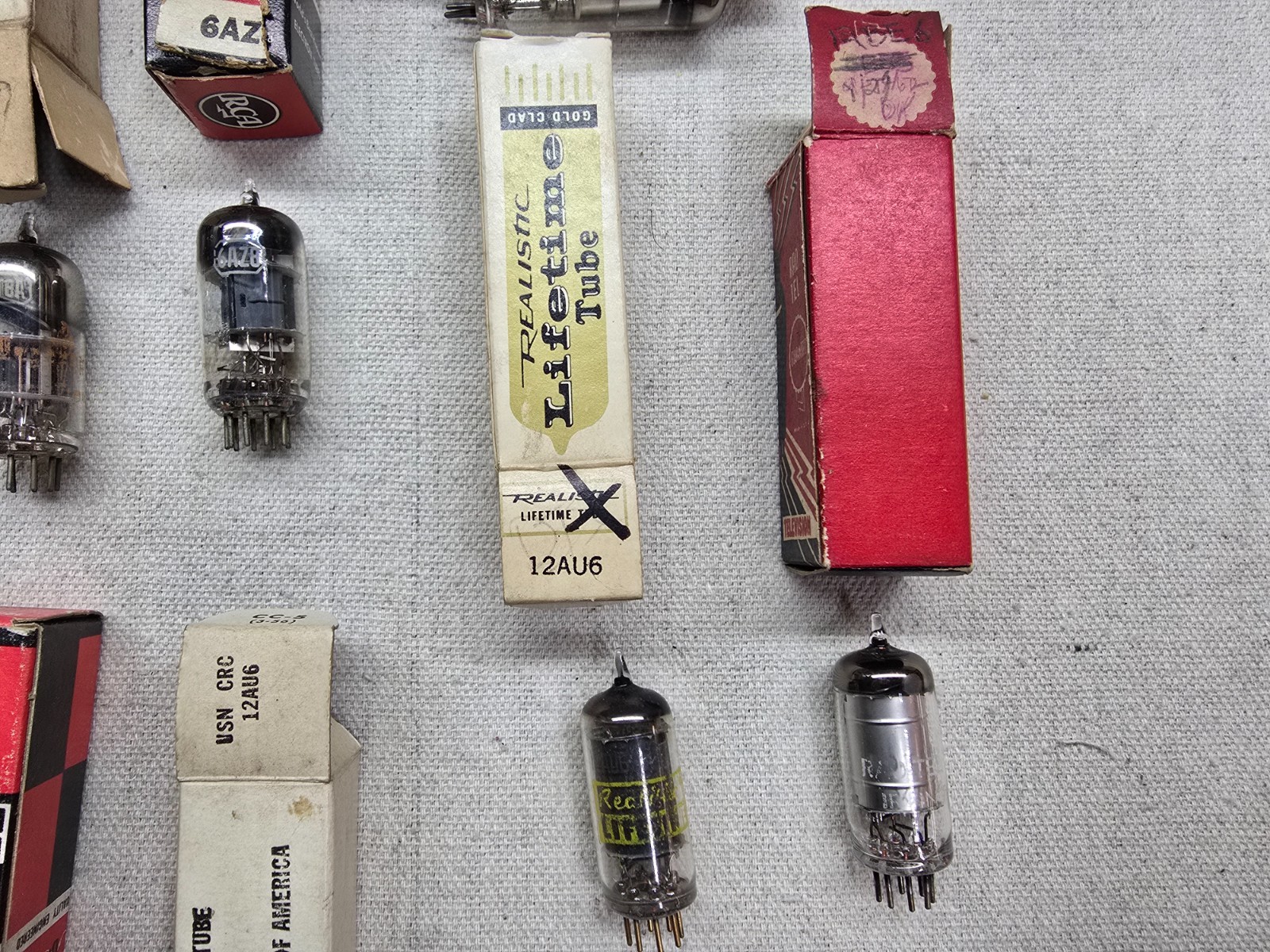 Lot of 13 Assorted Vacuum Tubes 2AF4A, 1X2B, 1R5, 6BZ6, 6AT8A, 6LN8, 12AU6, 6AS5