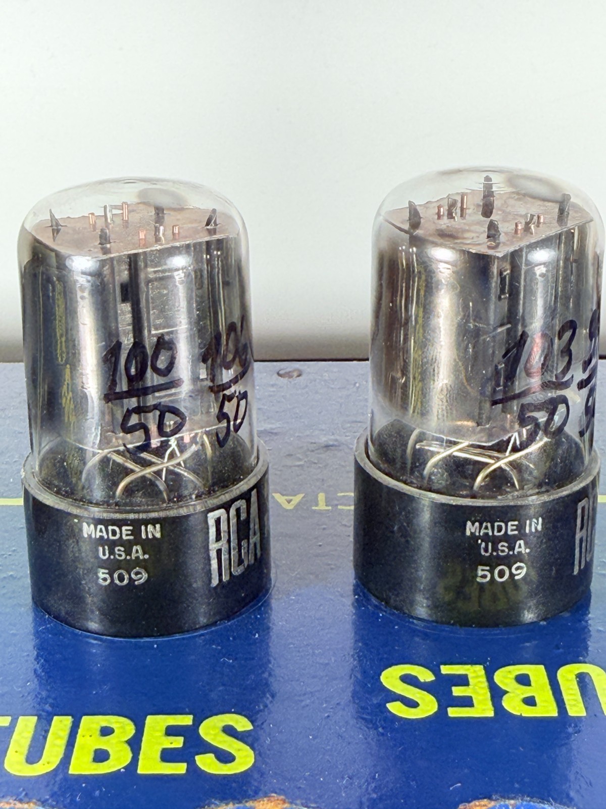 Matched Pair RCA 6SN7GTB Same Date Black Plate Short Bottle Tested Like NOS Tube