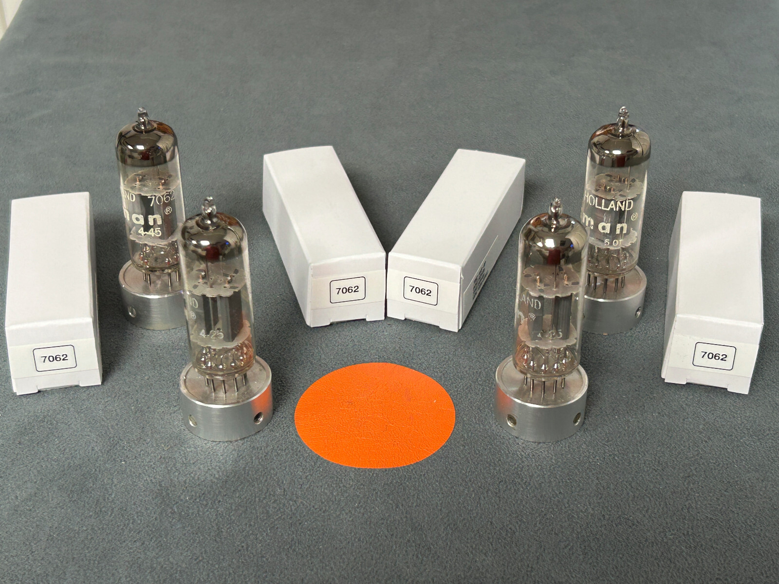 Quad of Beckman Holland 7062 Tubes – Amplitrex Tested – See Pics for Test Scores