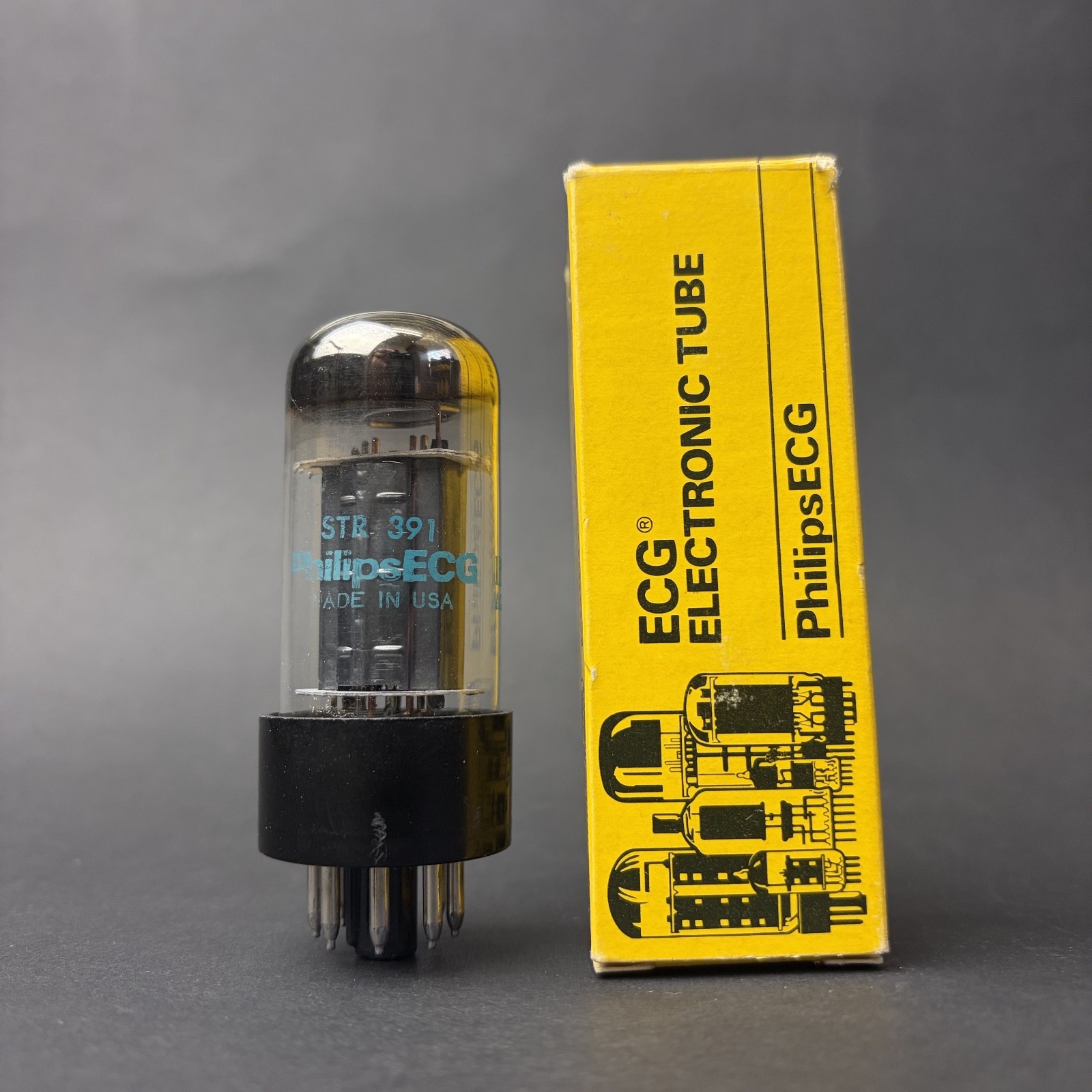 1988 6V6GTA 7408 Philips ECG Tube Black Plate O Getter TV7 Test NOS SV6-3