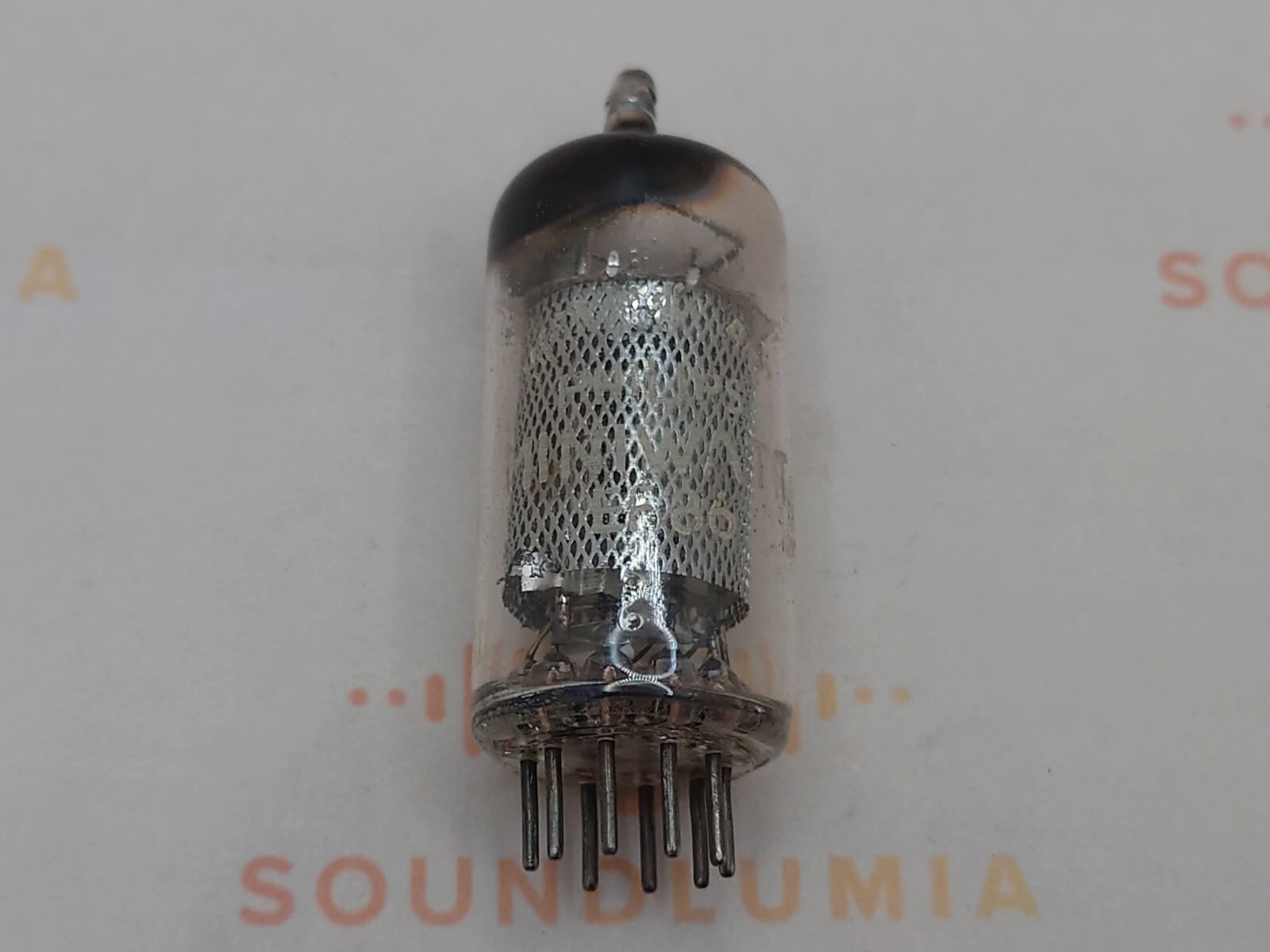 1x Mullard EF86 Long Mesh Plates Square Getter -Philips label-Blackburn ’55 -NOS