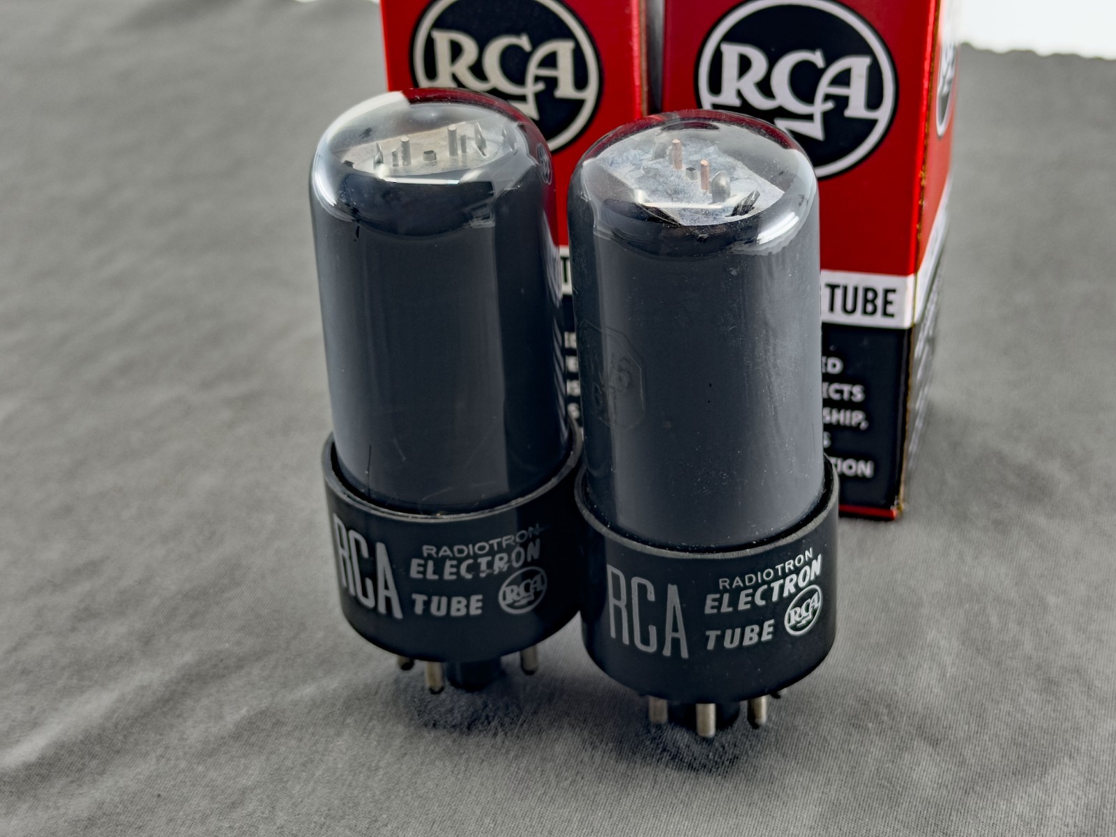 NOS Pair RCA 6V6GT Power Tubes Dark Gray Glass NIB Cond Tests NOS Amplitrex