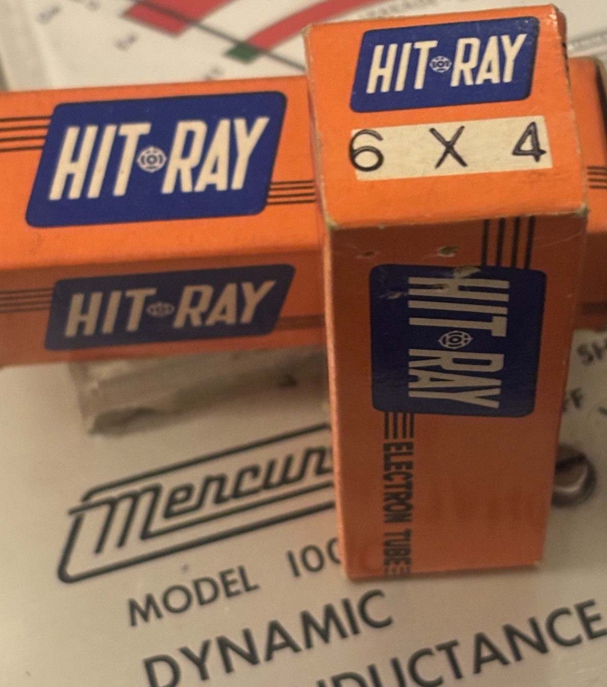 1962/Pair/6X4/Hit-Ray/Hitachi/Black/Anode/Slicer/Plate/Rectifier/Tubes/NIB/Top D