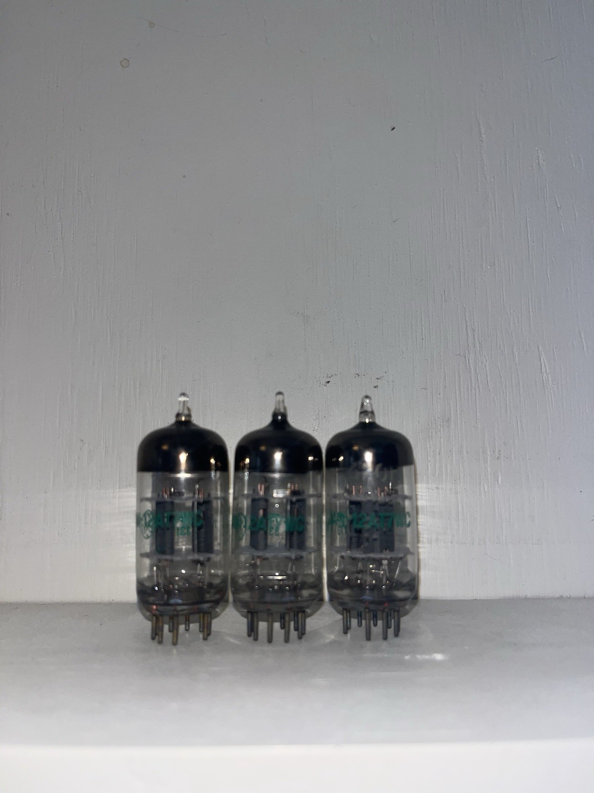 3 General Electric 12AT7WC Halo Getter Tubes TV7 Tested Strong