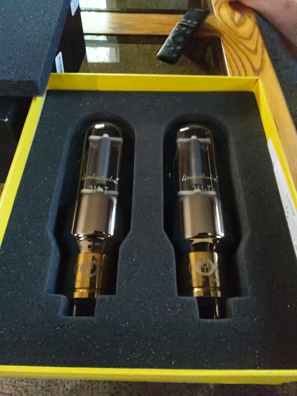 Matched Pair of LINLAI 211 T Vacuum Tubes W Spec Sheet