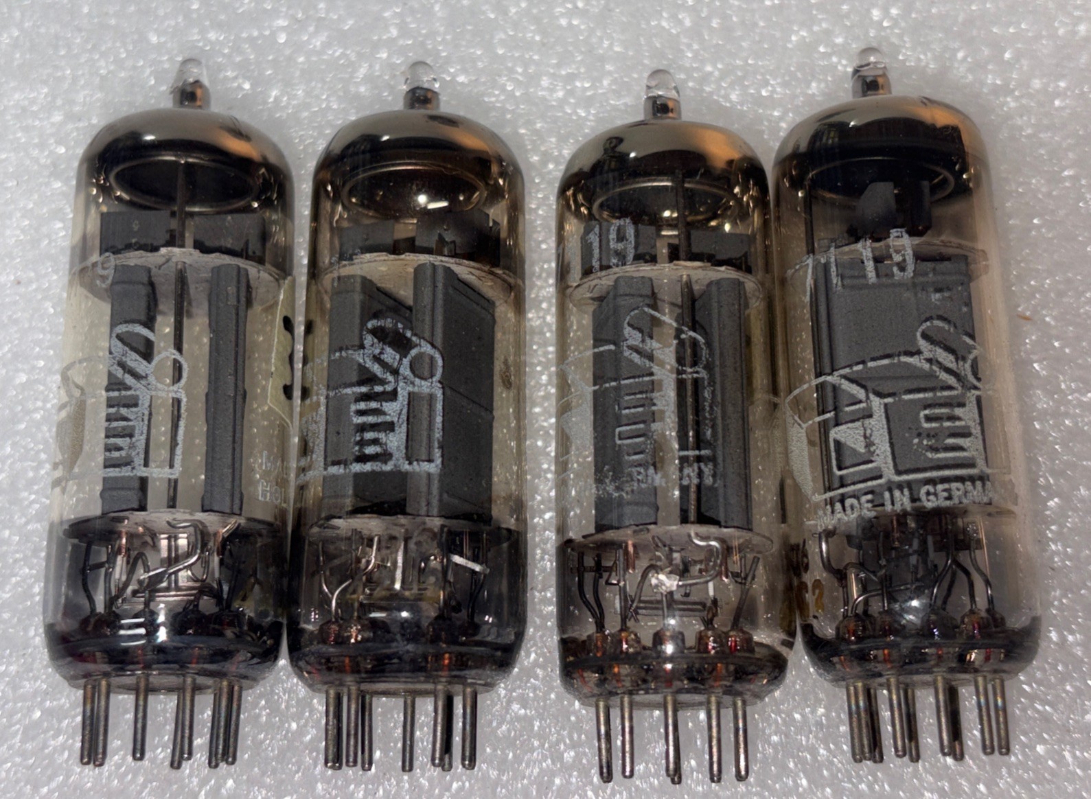 4- Amperex CEI 7119 / E182CC Vacuum Tubes Amplitrex Tested Strong NOS Holland