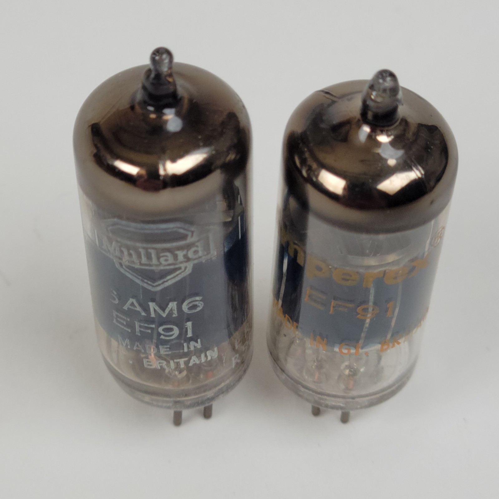 Matched Pair 2x 6AM6/EF91 Amperex/Mullard Tubes Great Britain Tested Strong