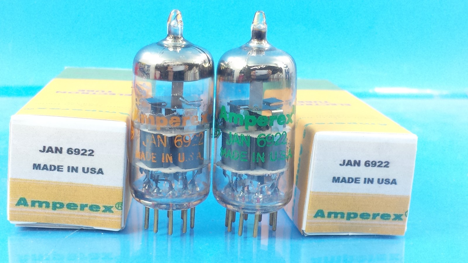 Amperex JAN 6922 Pair 1967-1968 Tested Strong Low Noise w/ Boxes