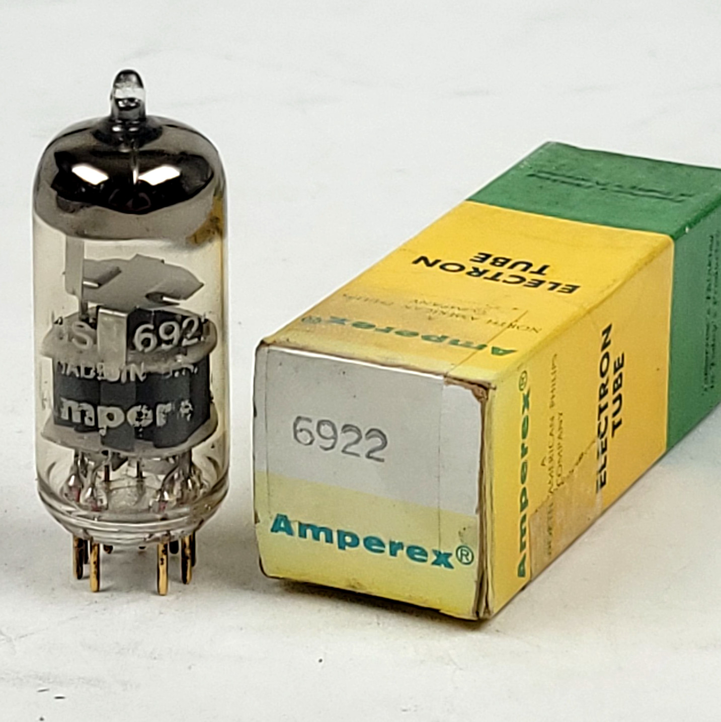 Rare Amperex USN 6922 Gold Pin D Getter Grail Tube USA Tested Balanced