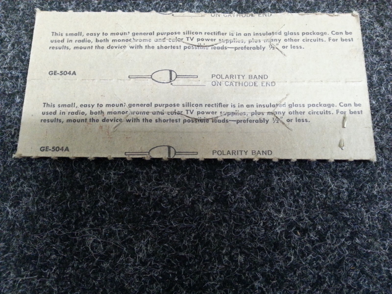 2 NOS General Electric GE-504A Universal Silicon TV Rectifiers