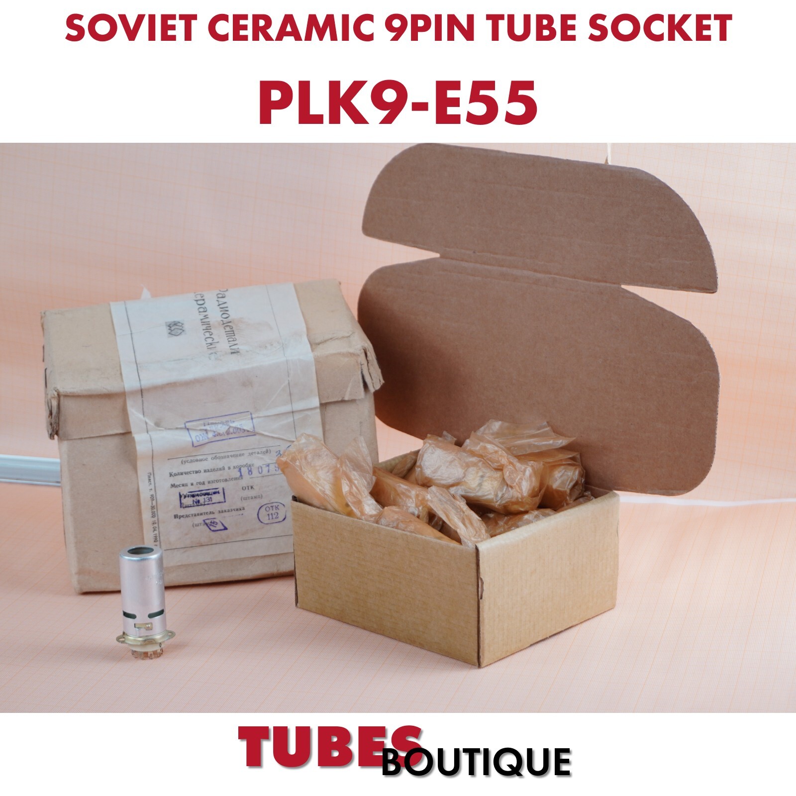 Tube 9pin socket PLK9-E55 with shield 55mm Ag Plated Pins 10pcs