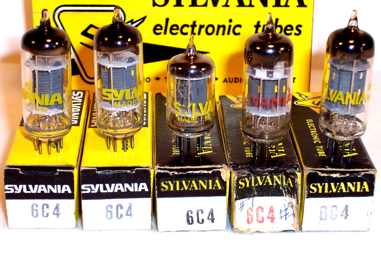 FULL SLEEVE (5) NIB / NOS SYLVANIA 6C4