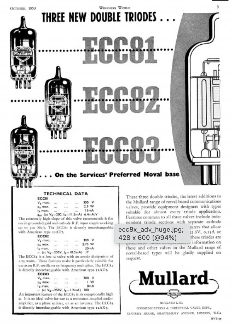 2x VintageNOS MullardGtBritain M8137 /SameCode! 1965 OEBox /TopGrade 12AX7 ECC83