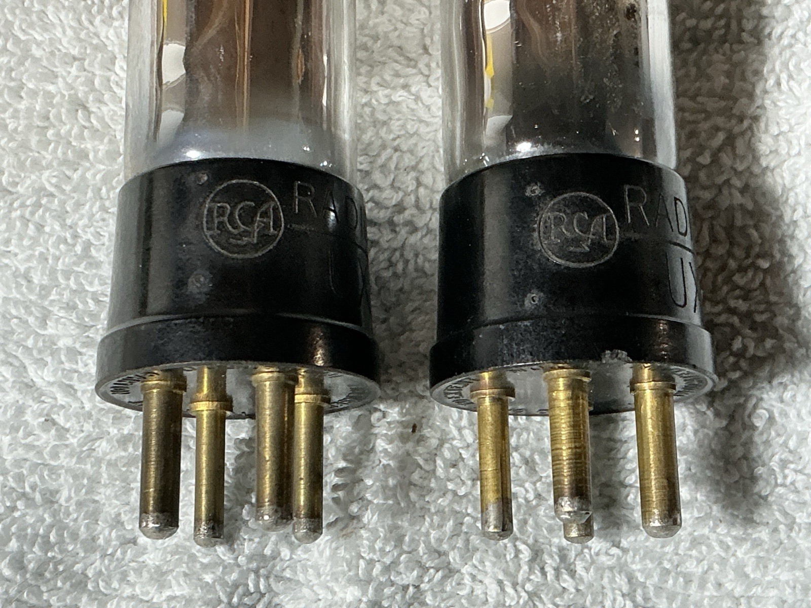 2 Antique VACUUM TUBES UX-199 Type 99 299 RCA Radio Detector Amplifier TV-7 70%