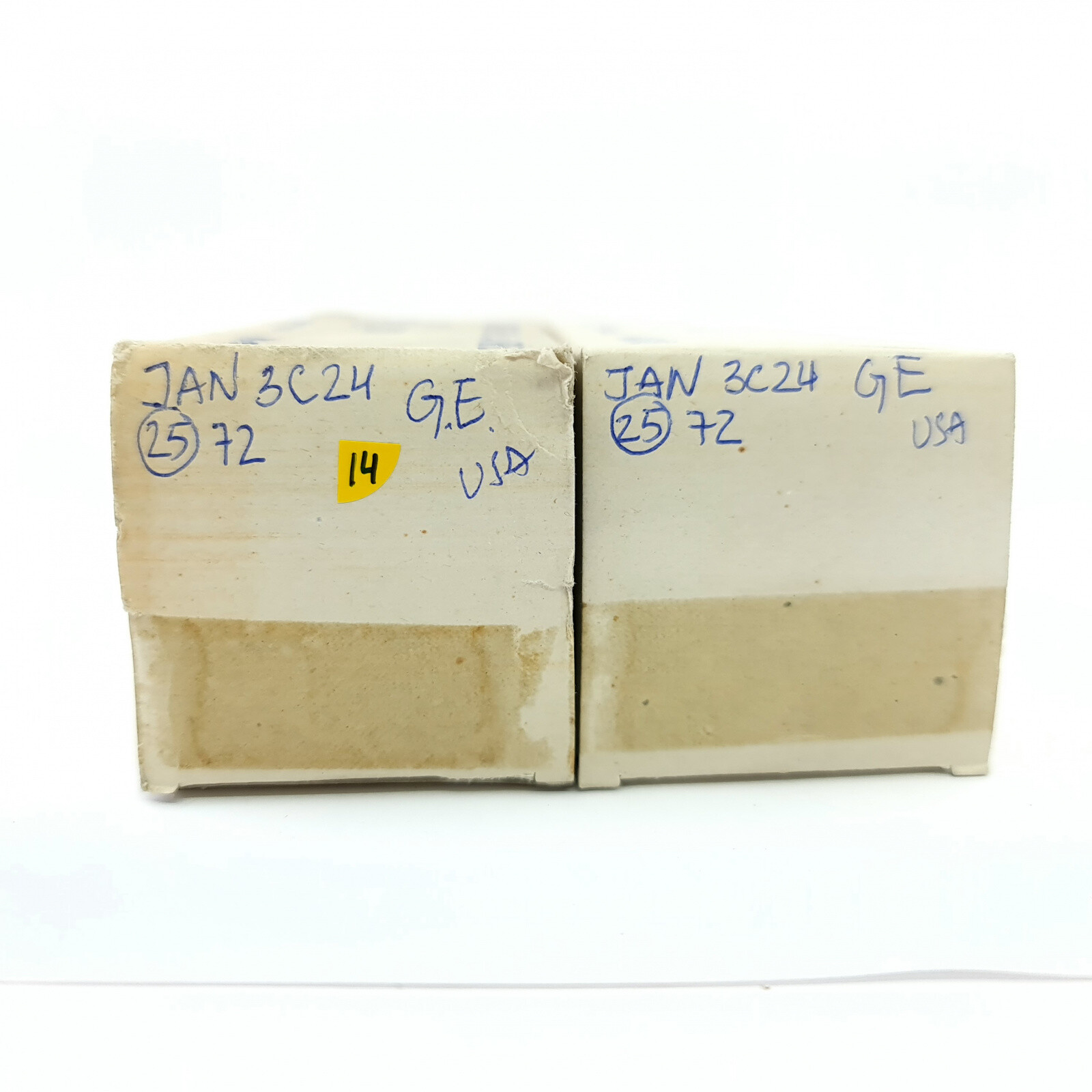 2 X JAN 3C24 GENERAL ELECTRONICS TUBE. 1960s PROD. MATCHED PAIR. 14. CB403