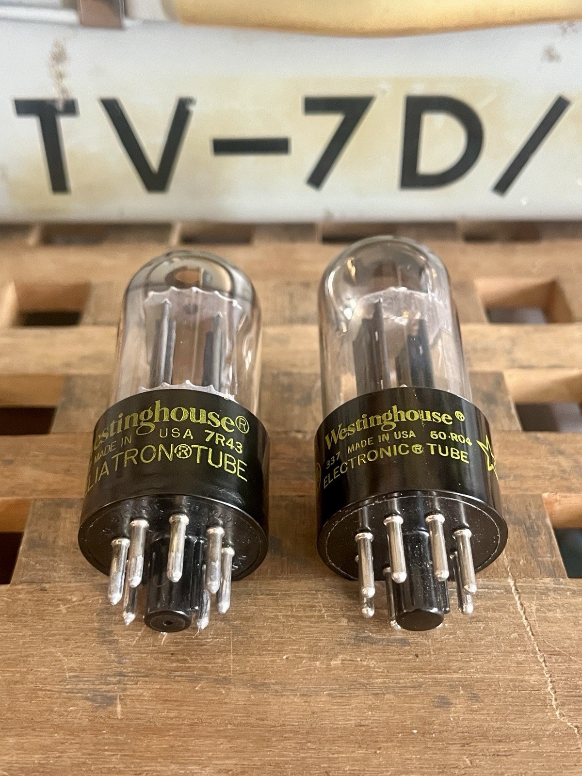 NOS/NIB Pair Black Plate Westinghouse 6SN7GTB Vacuum Tubes D Getter New In Box