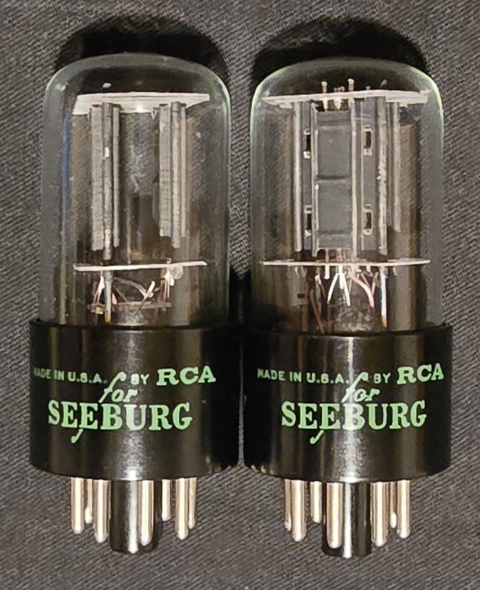 RCA SEEBURG 6SN7GTB TUBE STAGGERED PLATE 2 HOLE TOUGH DOGs PERFECT MATCHING SET