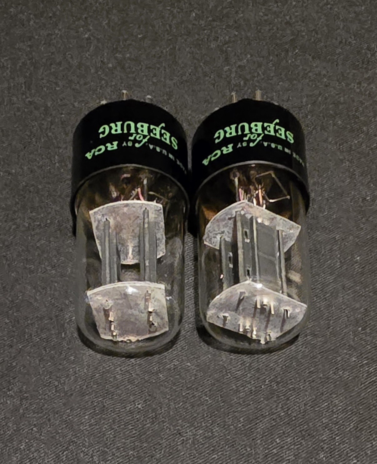 RCA SEEBURG 6SN7GTB TUBE STAGGERED PLATE 2 HOLE TOUGH DOGs PERFECT MATCHING SET