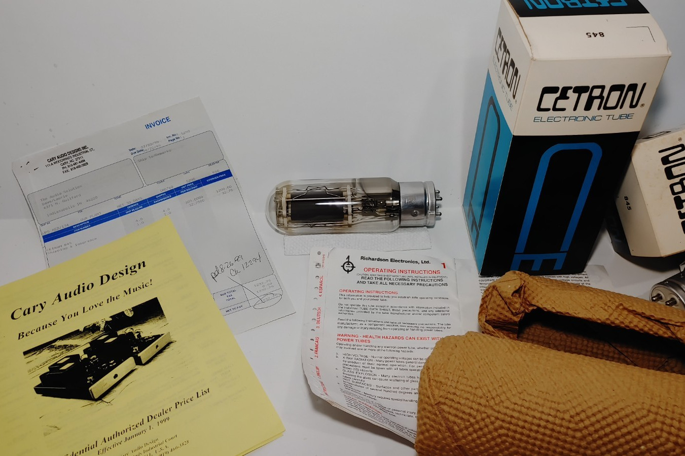 1999 CETRON USA 845 Vacuum Tube, Original box & contents with 90+% Getter intact