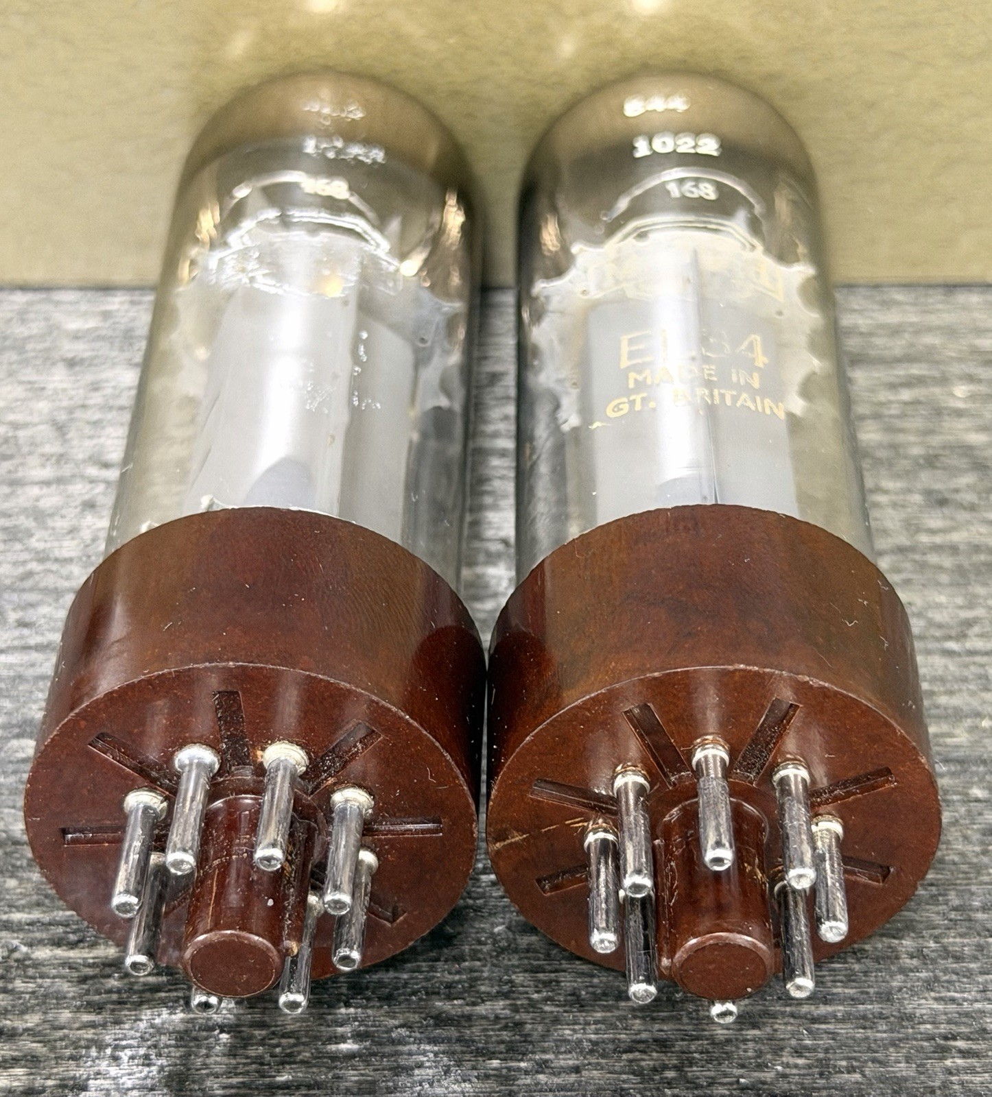 RARE 1958 1st Issue Pair Mullard xf1 EL34 Tubes TV7 Tested & All Matched Codes