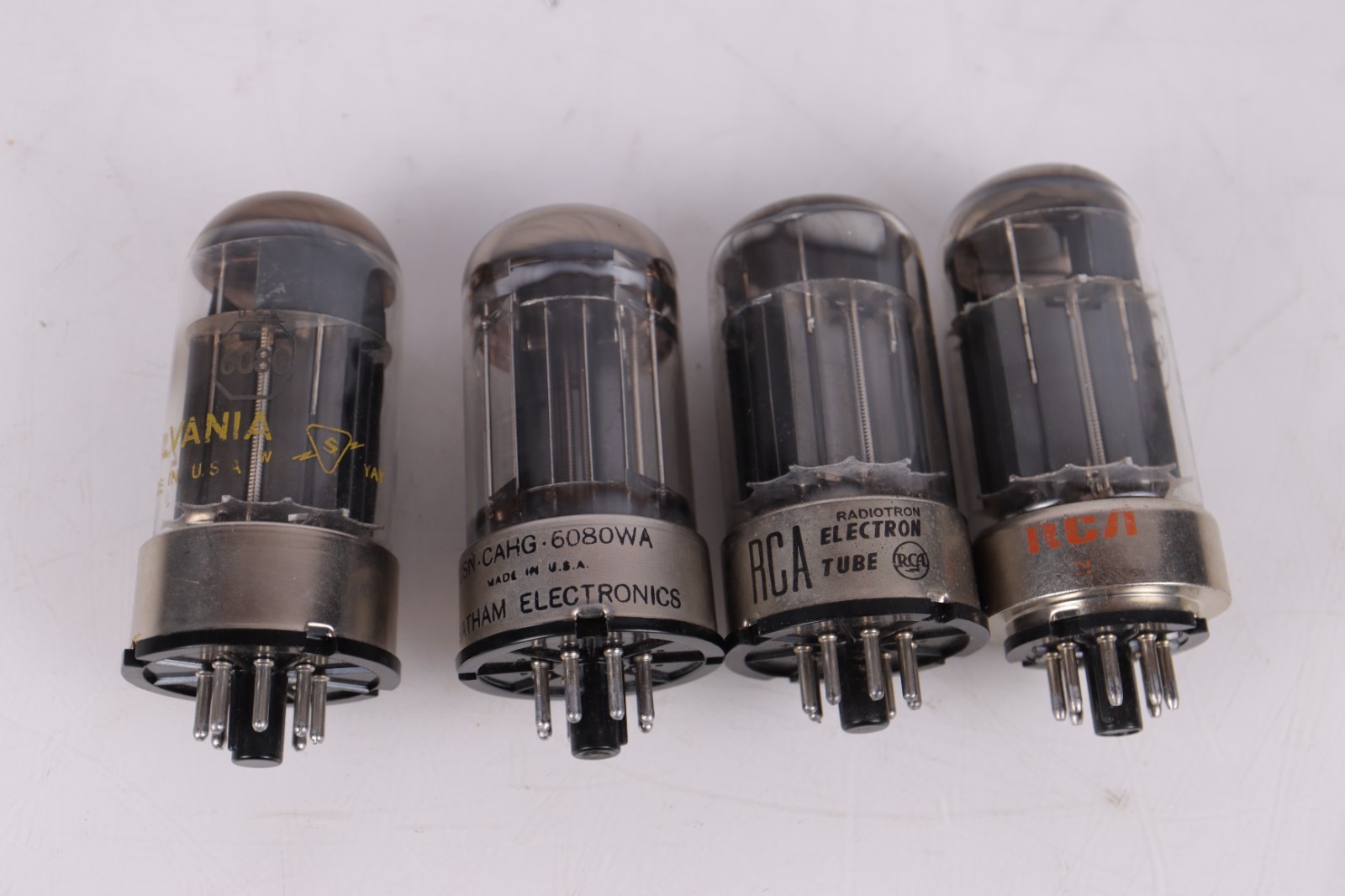 Lot of 4 Vintage 6080 / 6080WA Tubes – Sylvania Chatham RCA – USA Made
