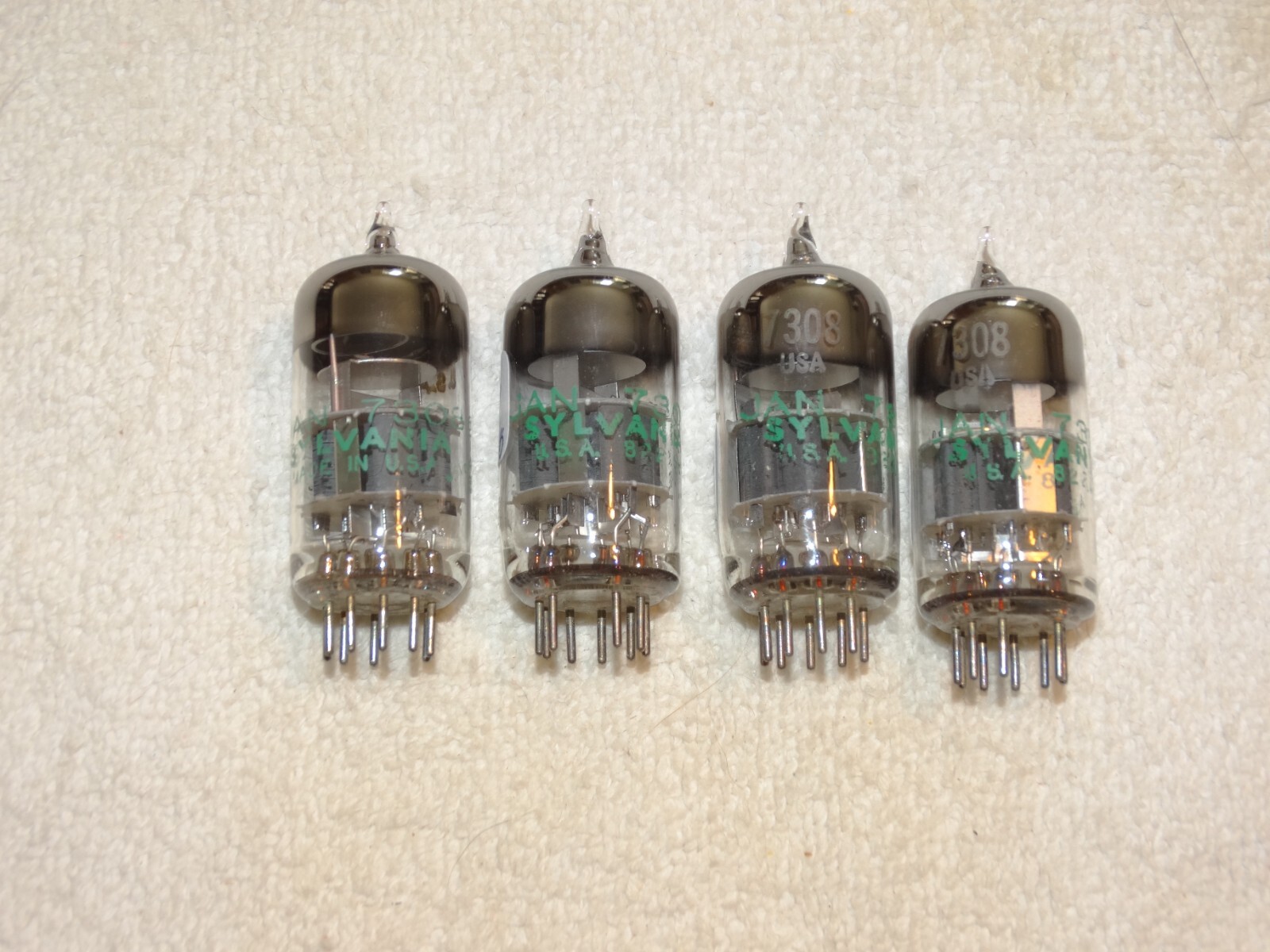 4 x JAN-7308 (6DJ8) Sylvania Tubes*Bogey+ Matched Quad*LOW NOISE/MICROPHONICS*