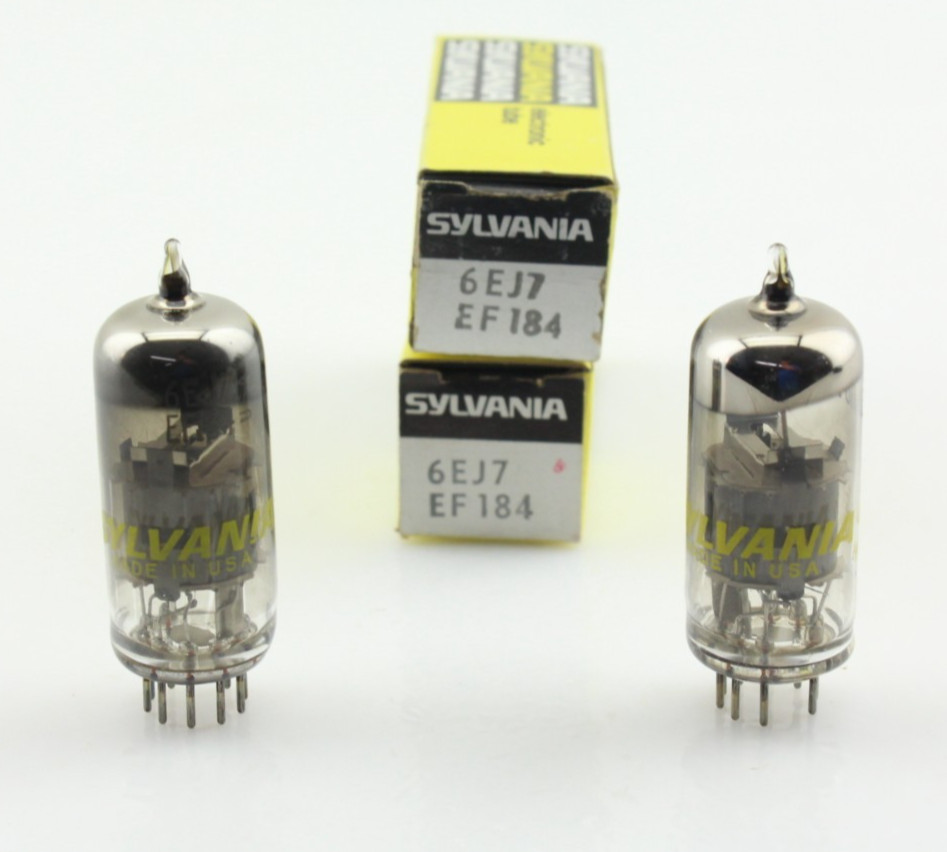 New Qty 2 SYLVANIA 6EJ7 EF184 Matched Pair 0 Getter NOS USA Vintage Vacuum Tubes