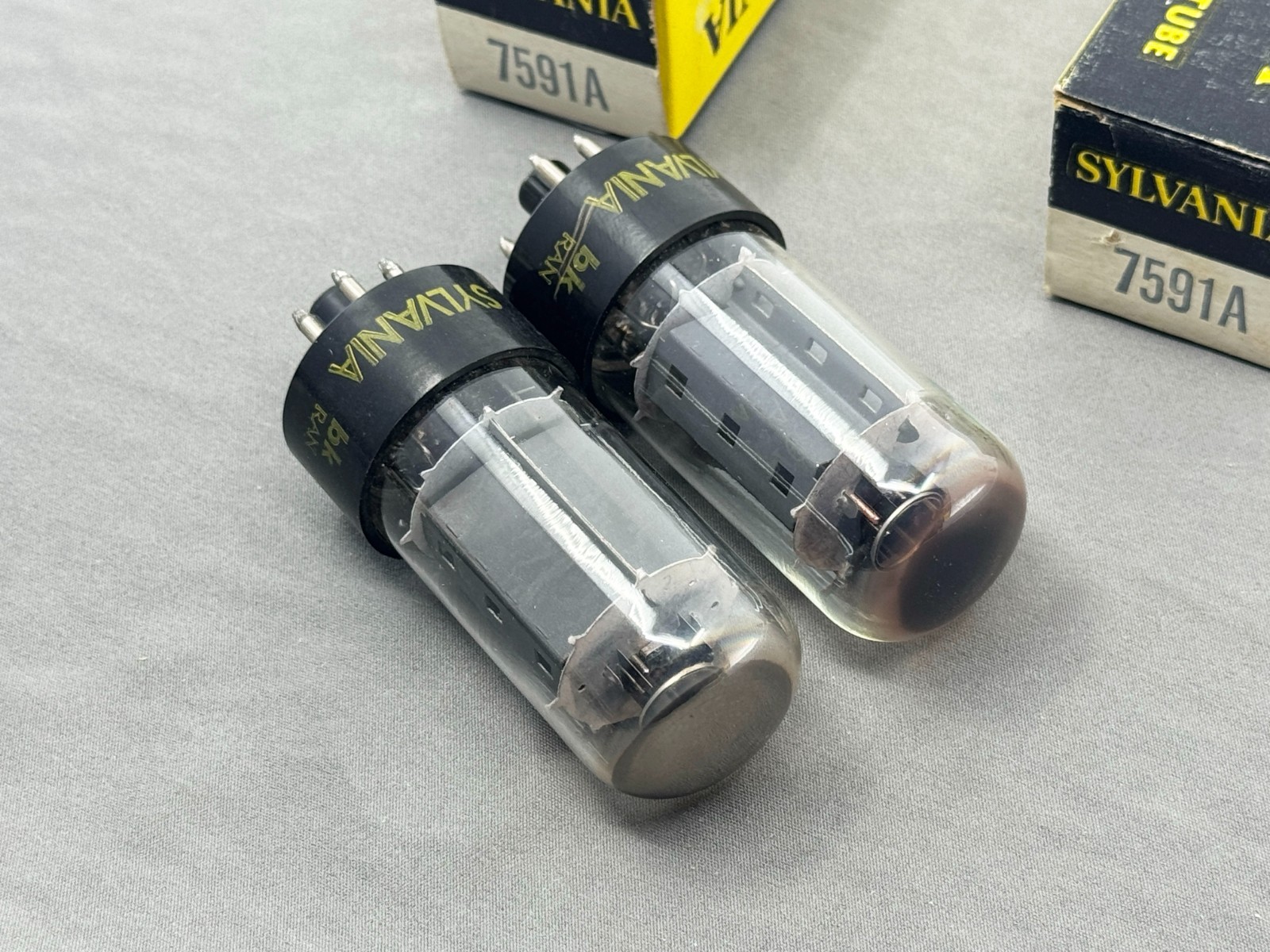 Strong Pair Sylvania 7591A Power Tubes O Getters Matched Codes Tested TV-7B/U