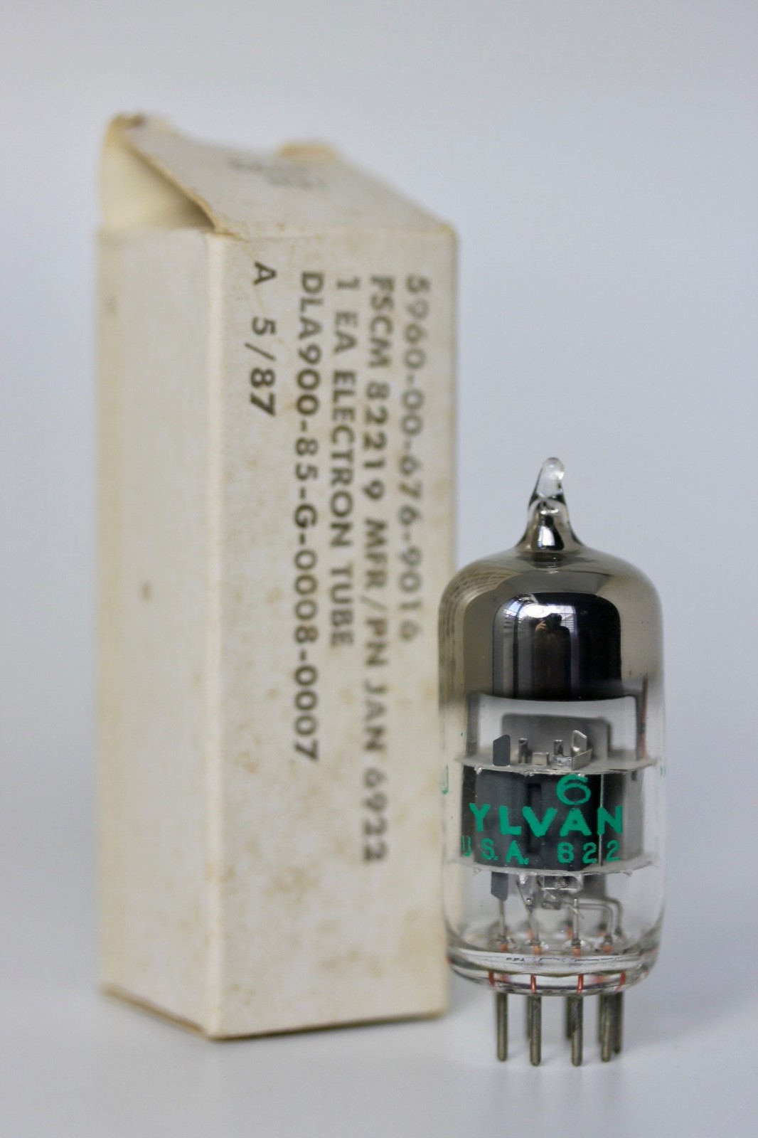 6922 SYLVANIA SINGLE NOS TUBE AMPLITREX TESTED MIRROR-MATCHED LOW-NOISE 120/120%