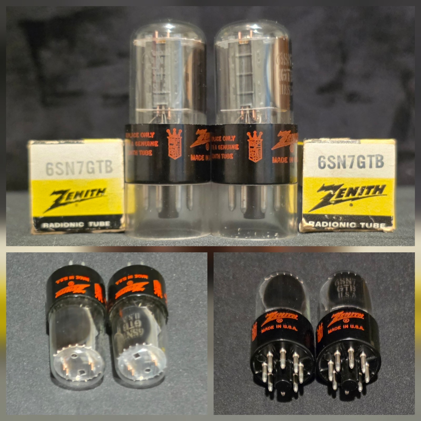 ZENITH 6SN7 GTB TUBE RED CROWN PREMIUM AUDIO CHROMED HALOS MATCHED SET NIB NOS