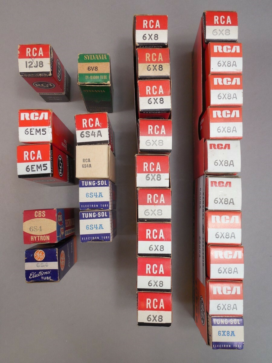 Vintage Tube Lot of 29 12J8 6EM5 6S4 6S4A 6V8 6X8 6X8A Made in the USA NOS