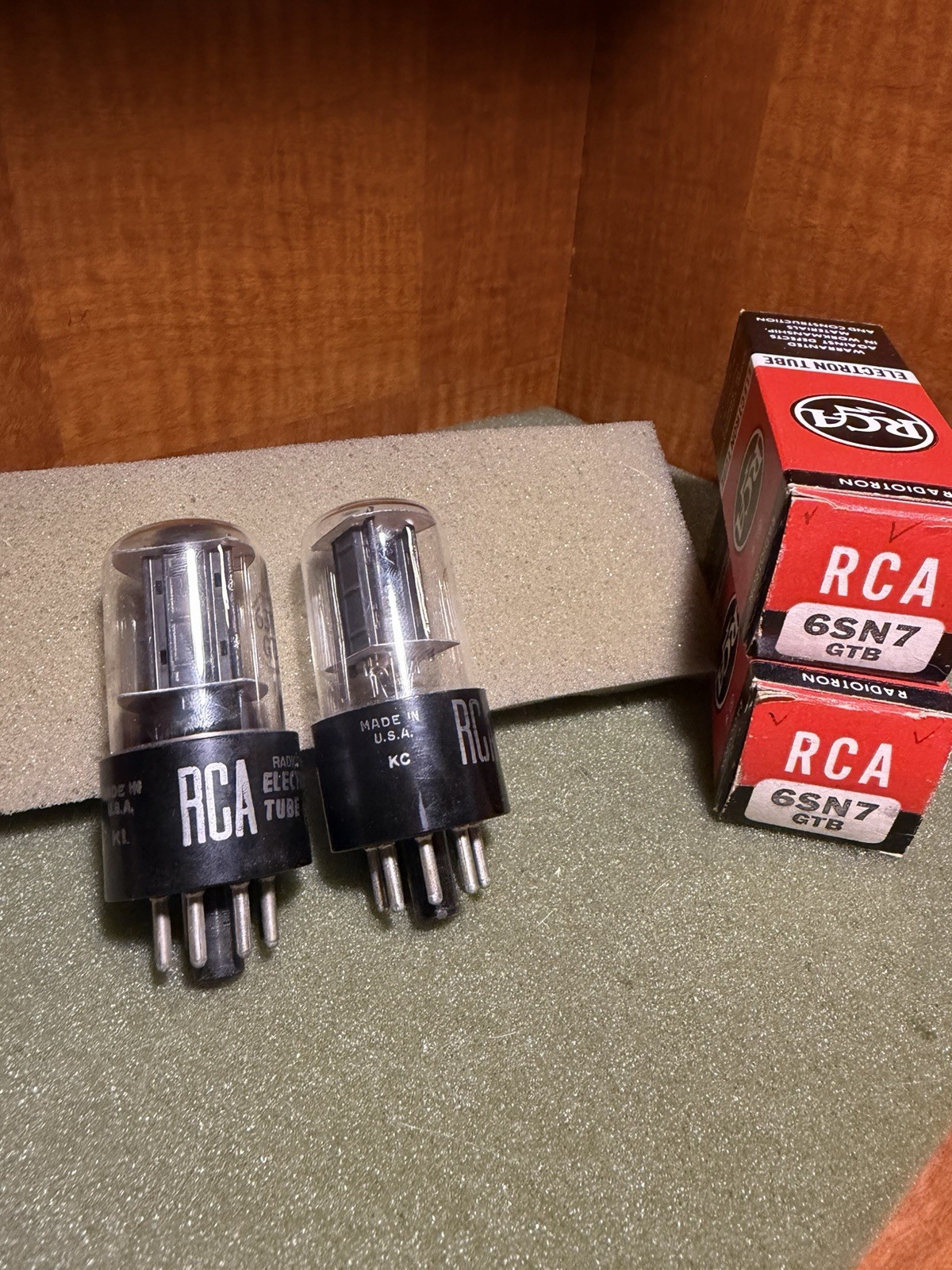 Pair 6SN7GTB RCA black plates Bottom Square Getter Vacuum Tubes, TV-7 Tested