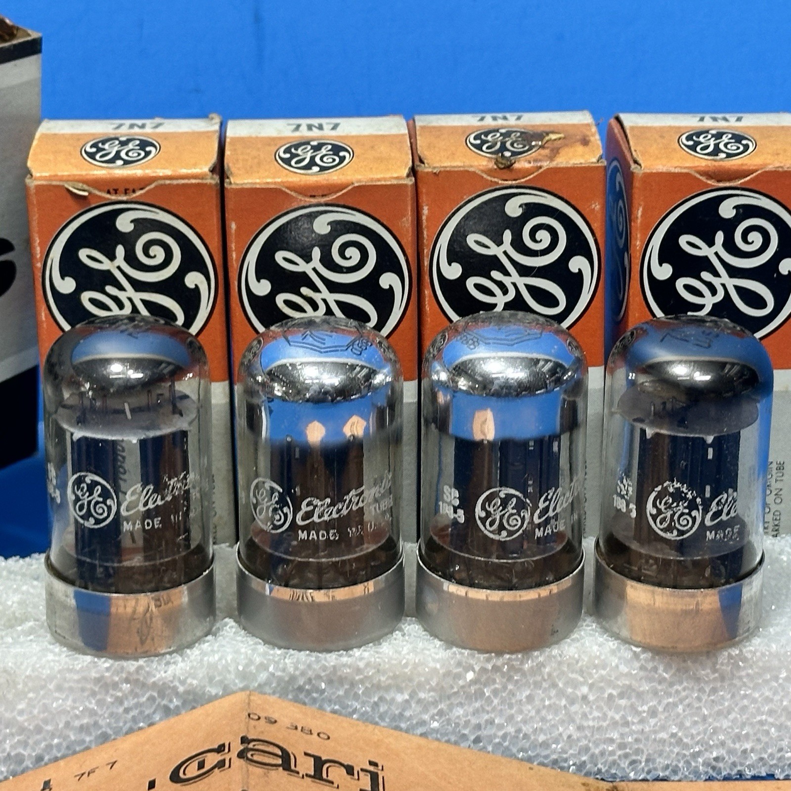 DATE MATCHED QUAD NOS NIB GE 7N7 TUBES