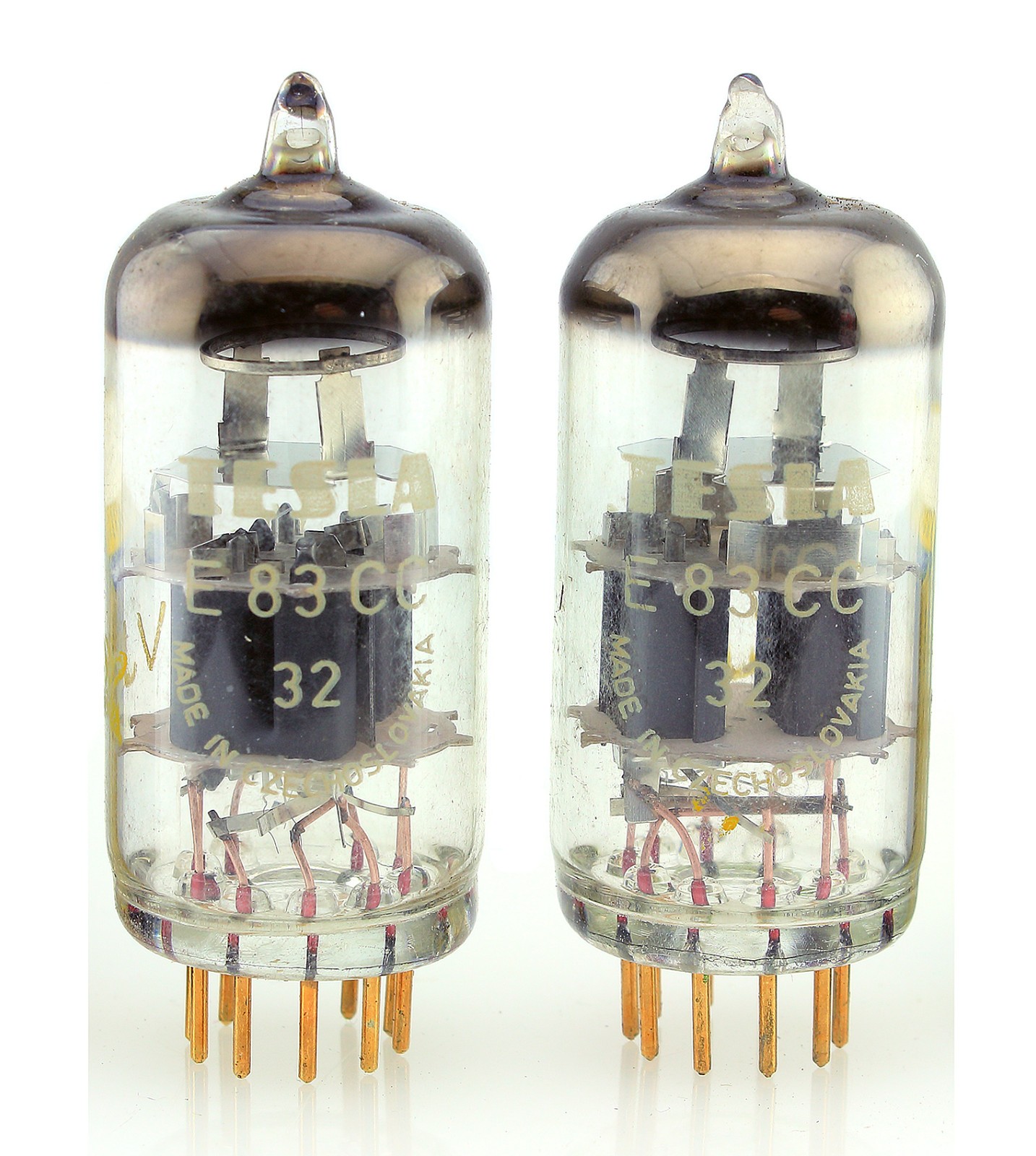 Matched Pair 1973 Tesla E83CC ECC83 ECC803S Gold Pin NOS Military Vacuum Tubes