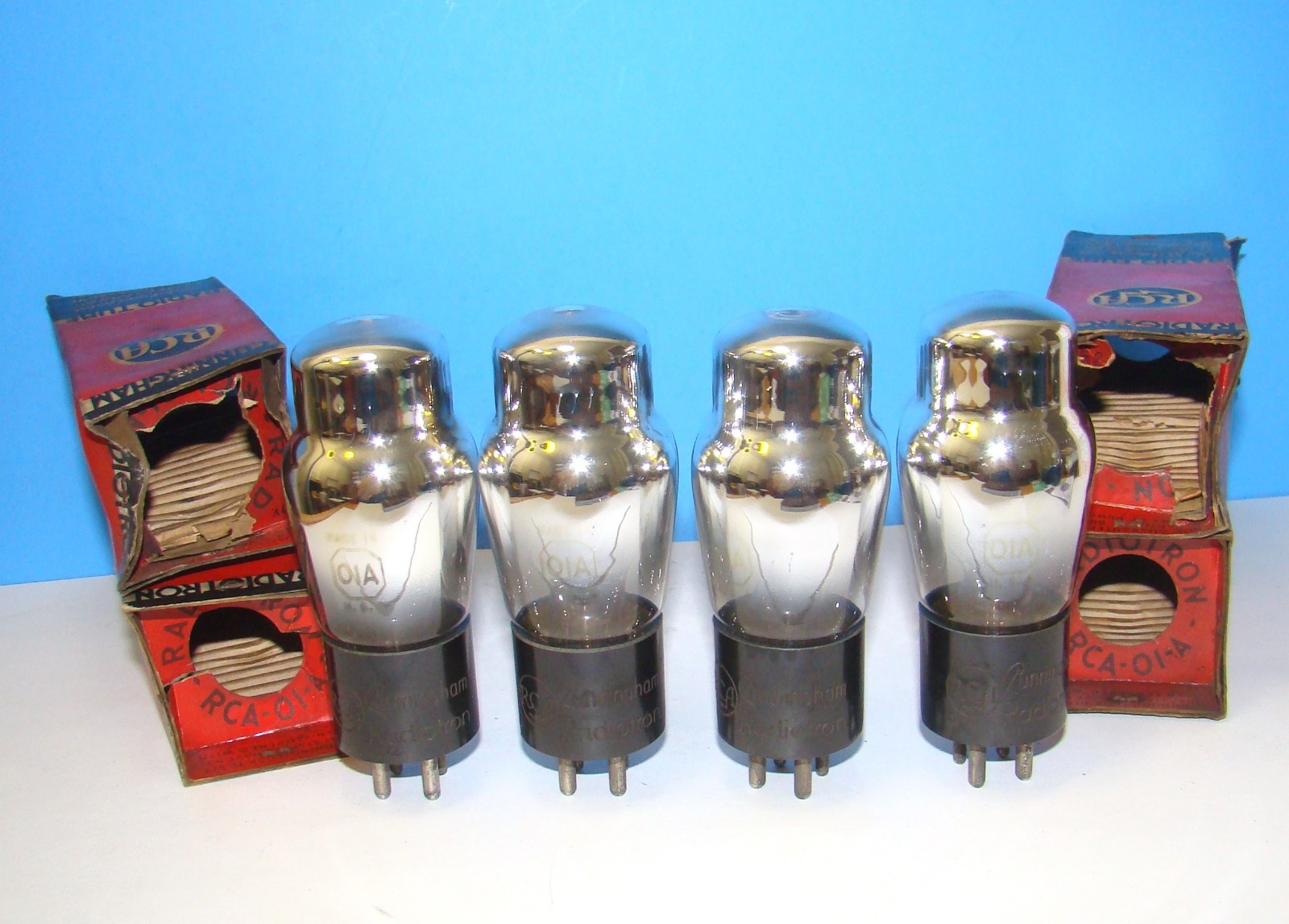 No 01A RCA radio vintage NOS audio vacuum tubes 4 valves tested ST 201A 01-A 301