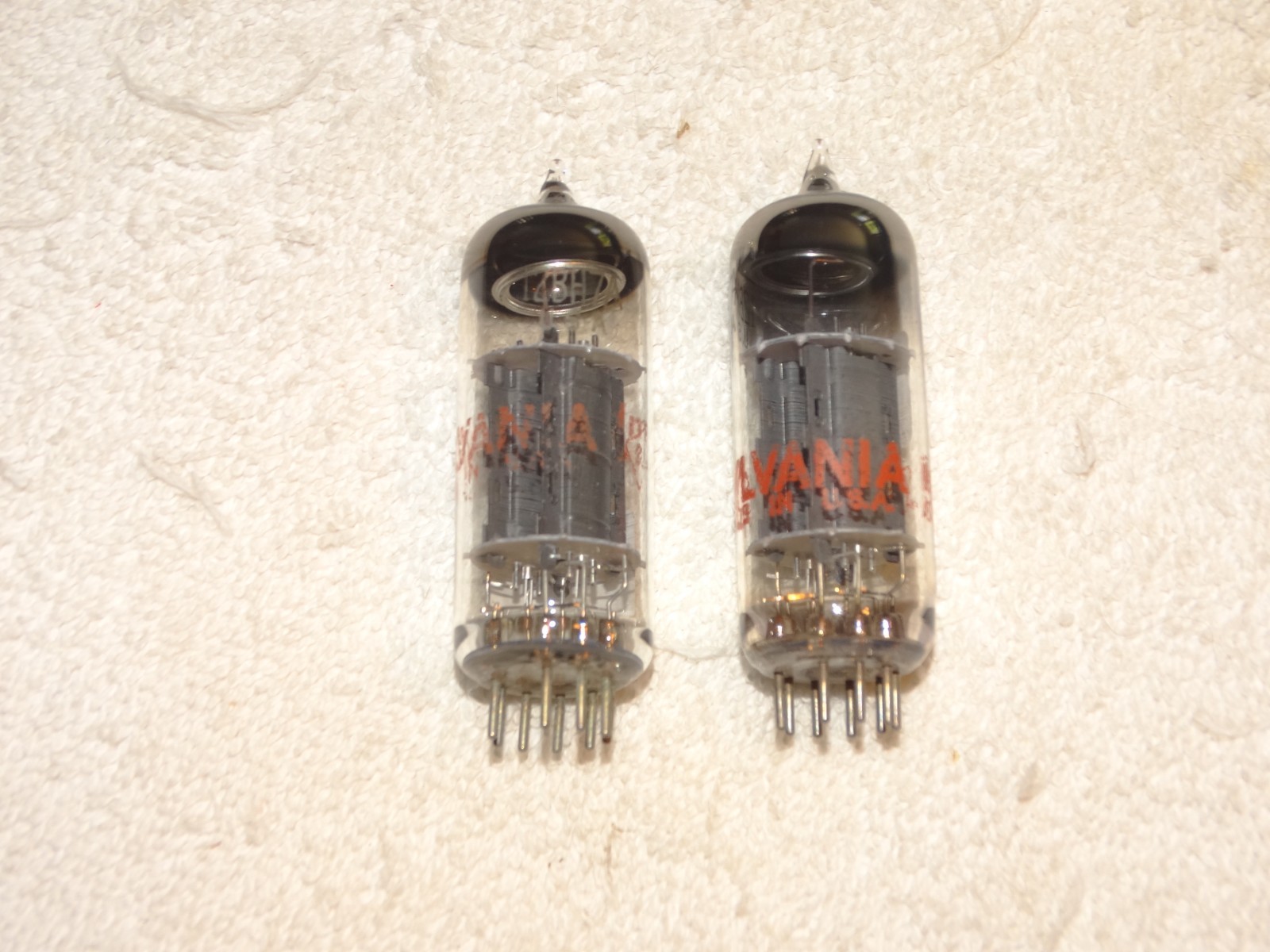 2 x 12BH7A Sylvania Tubes*Grey Plates-Thick-O*Super Strong Matched Pair*#32